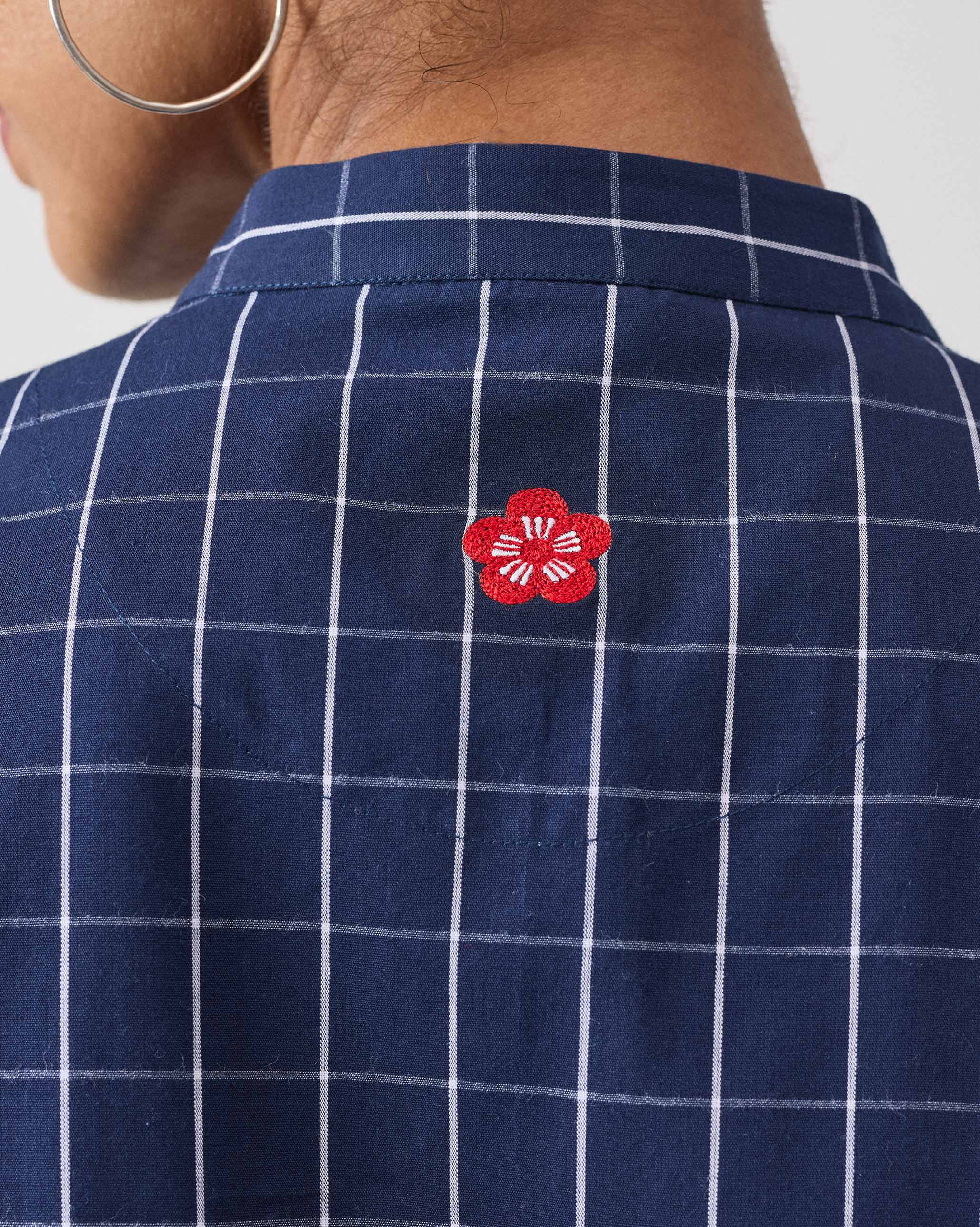 Basic Mid Length Kurta - Navy & White Checks - Image 5