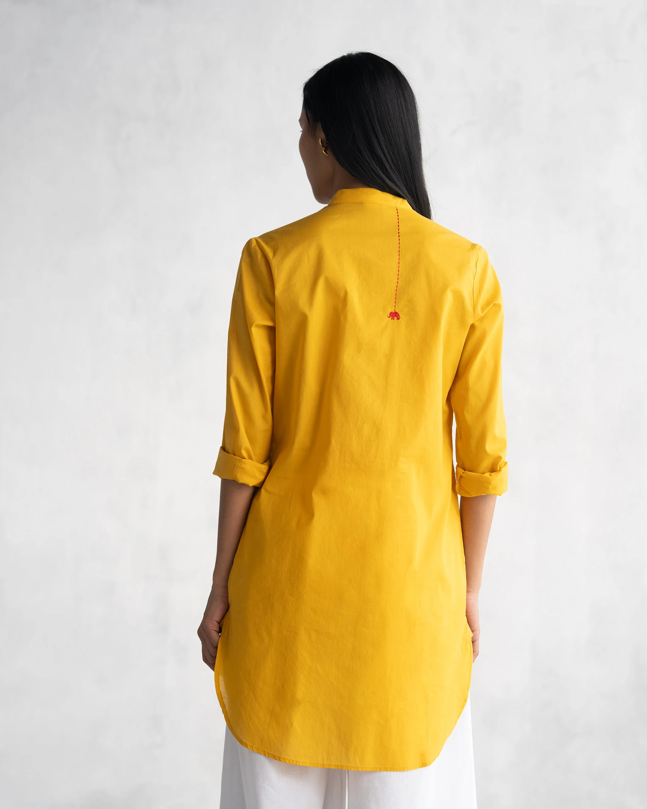 Basic Mid Length Kurta - Ochre - Image 3