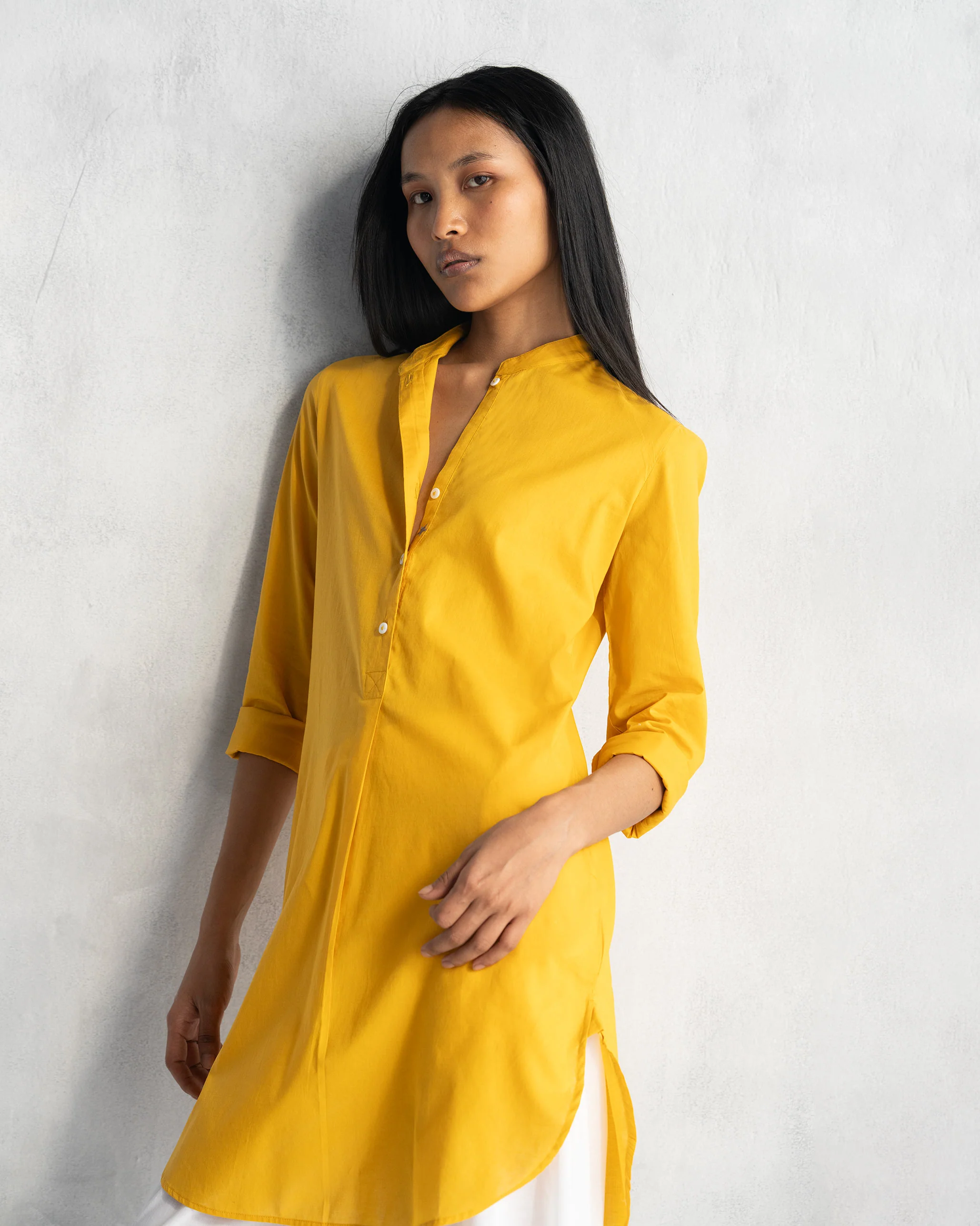 Basic Mid Length Kurta - Ochre - Image 4
