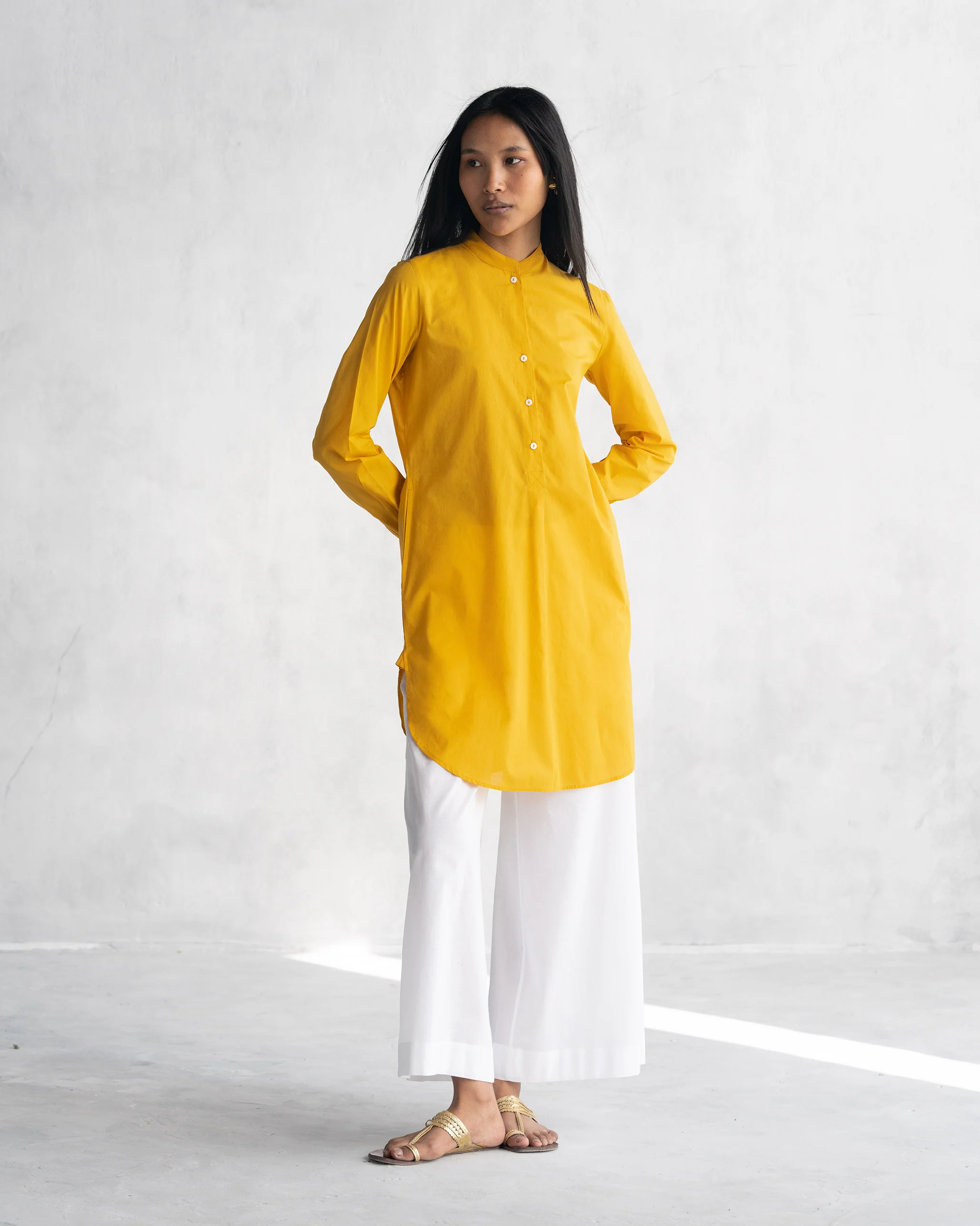 Basic Mid Length Kurta - Ochre - Image 5