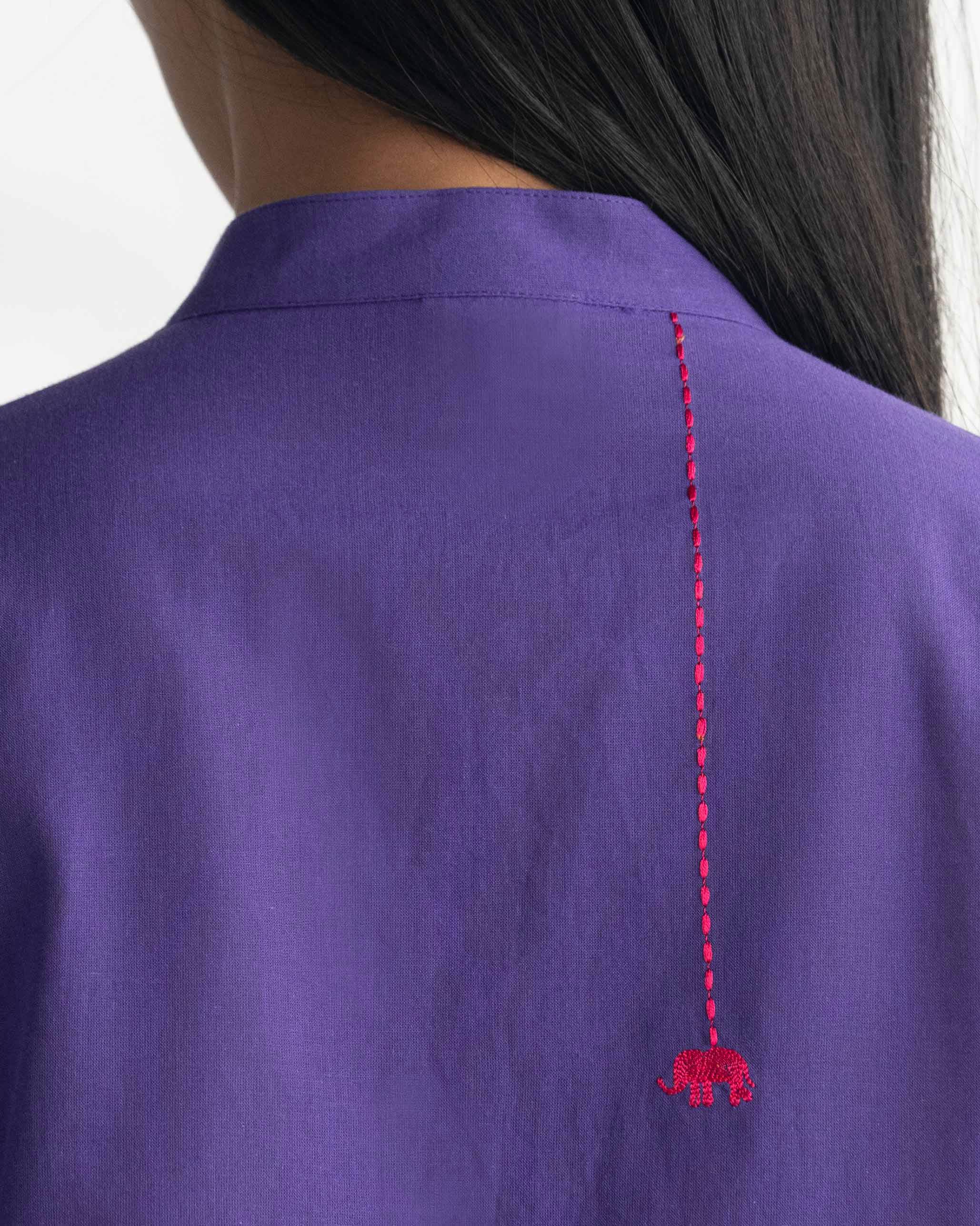 Basic Mid Length Kurta - Purple - Image 2