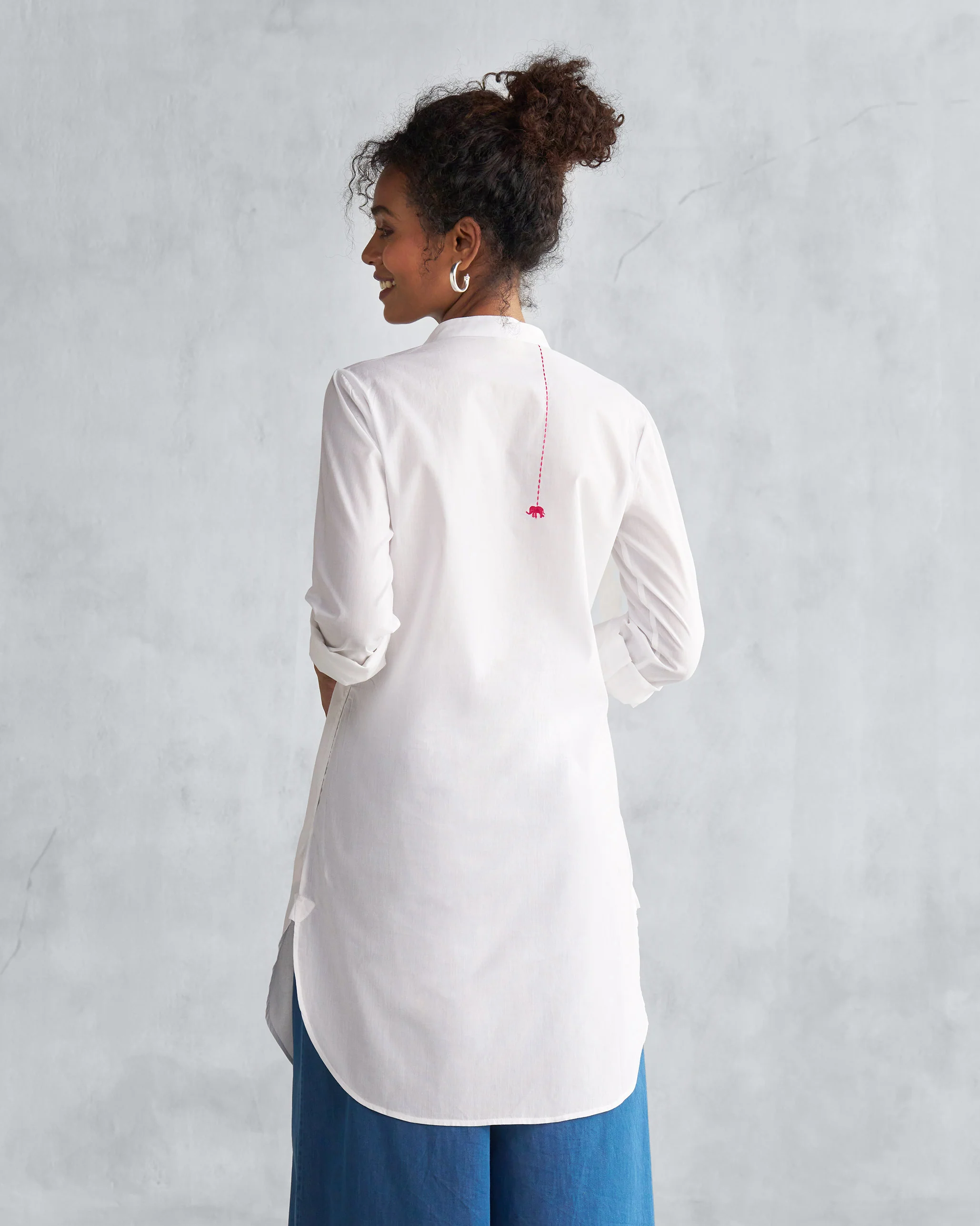 Basic Mid Length Kurta - White - Image 4