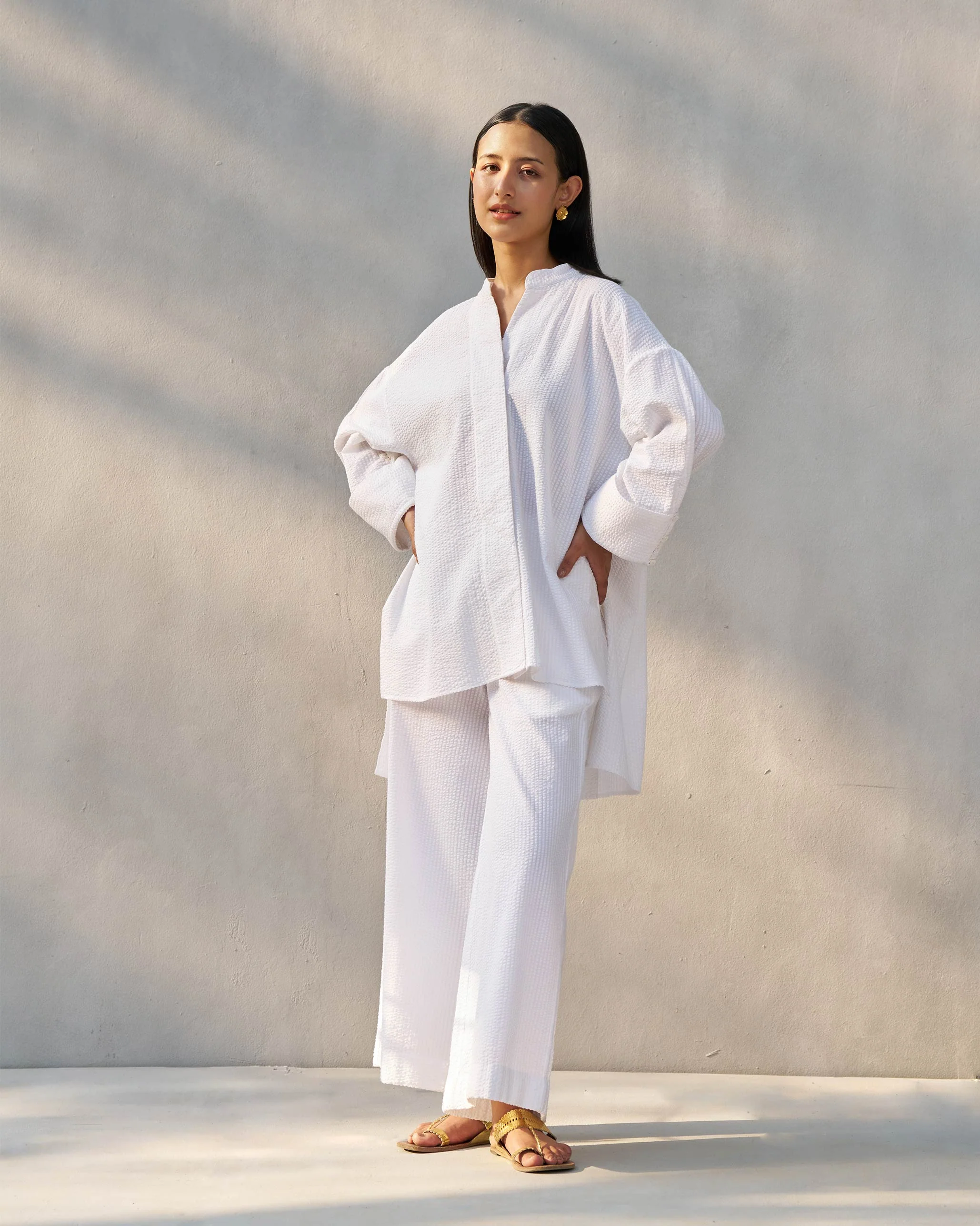 Basic Pyjamas - White Seersucker - Image 5