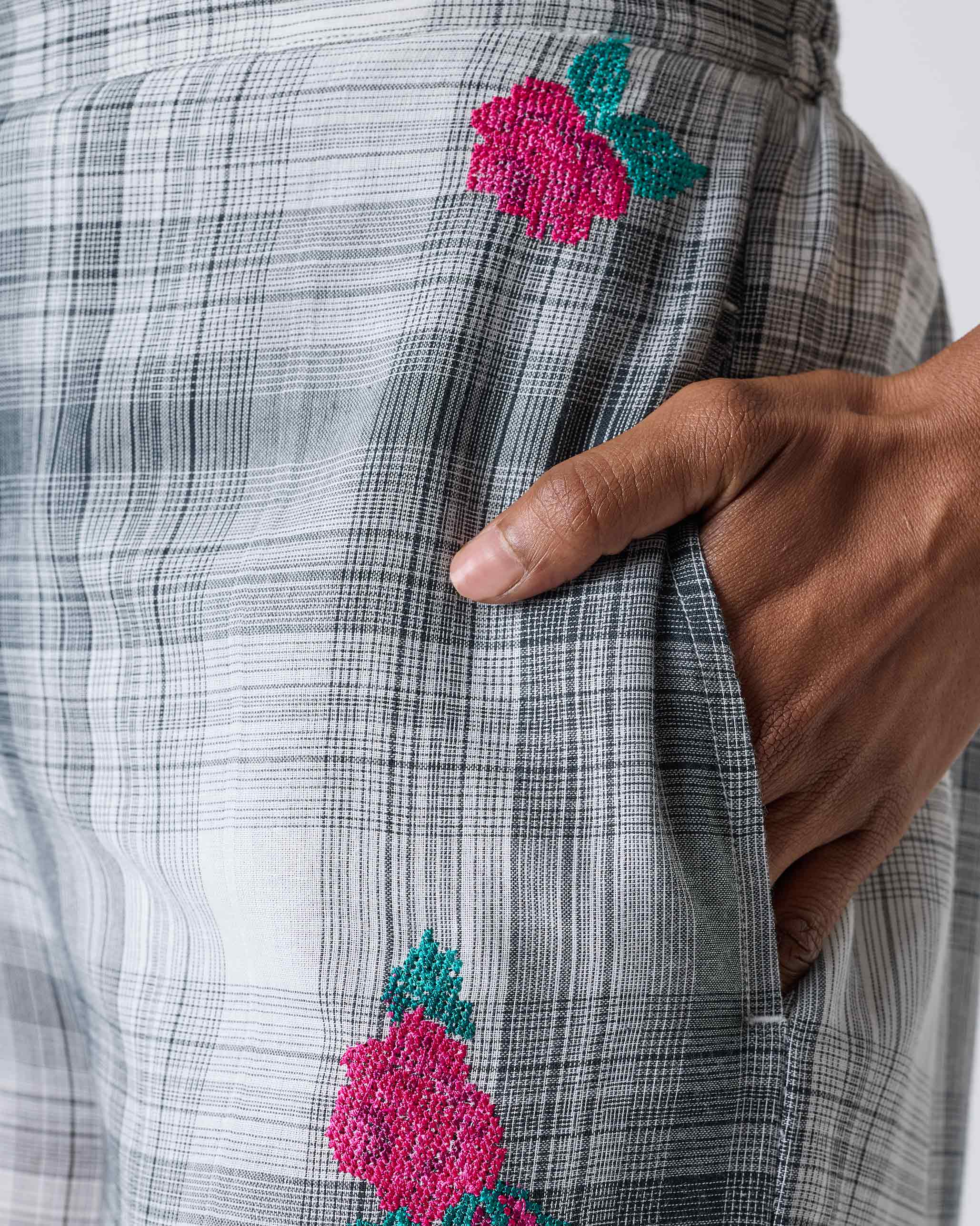Basic Pyjamas - Black & White Embroidery - Image 2
