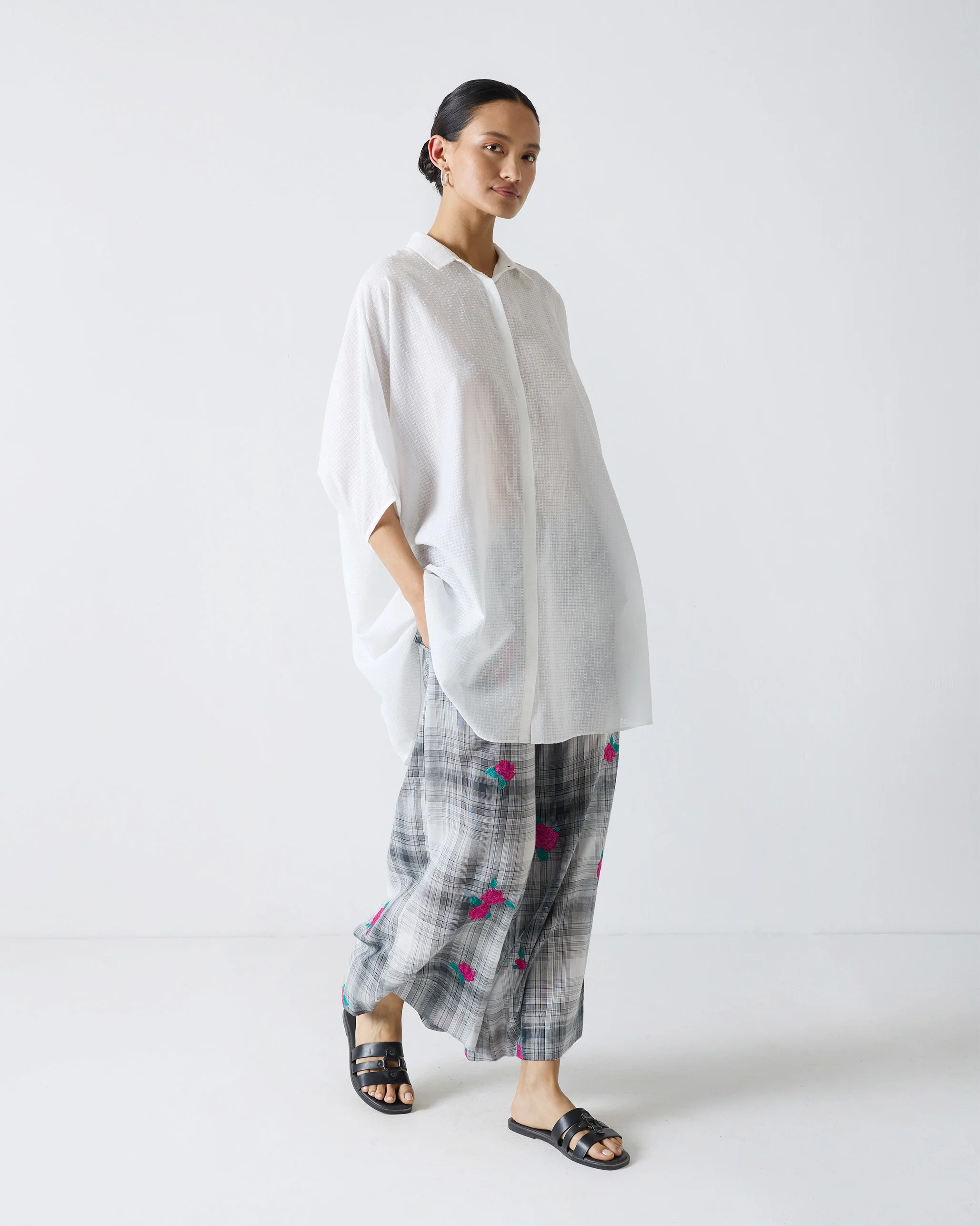 Basic Pyjamas - Black & White Embroidery - Image 4