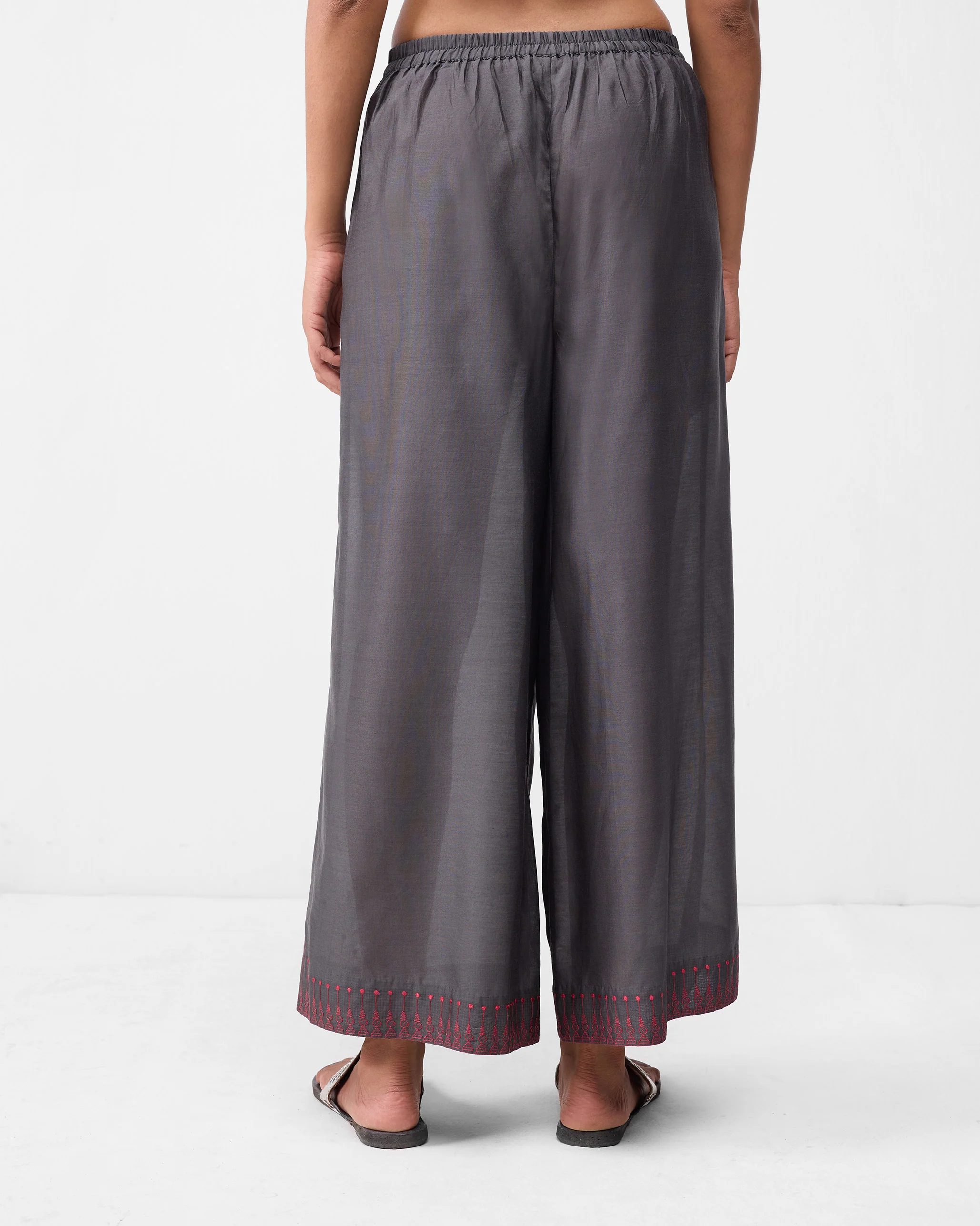 Basic Pyjamas - Charcoal & Watermelon Embroidered - Image 2