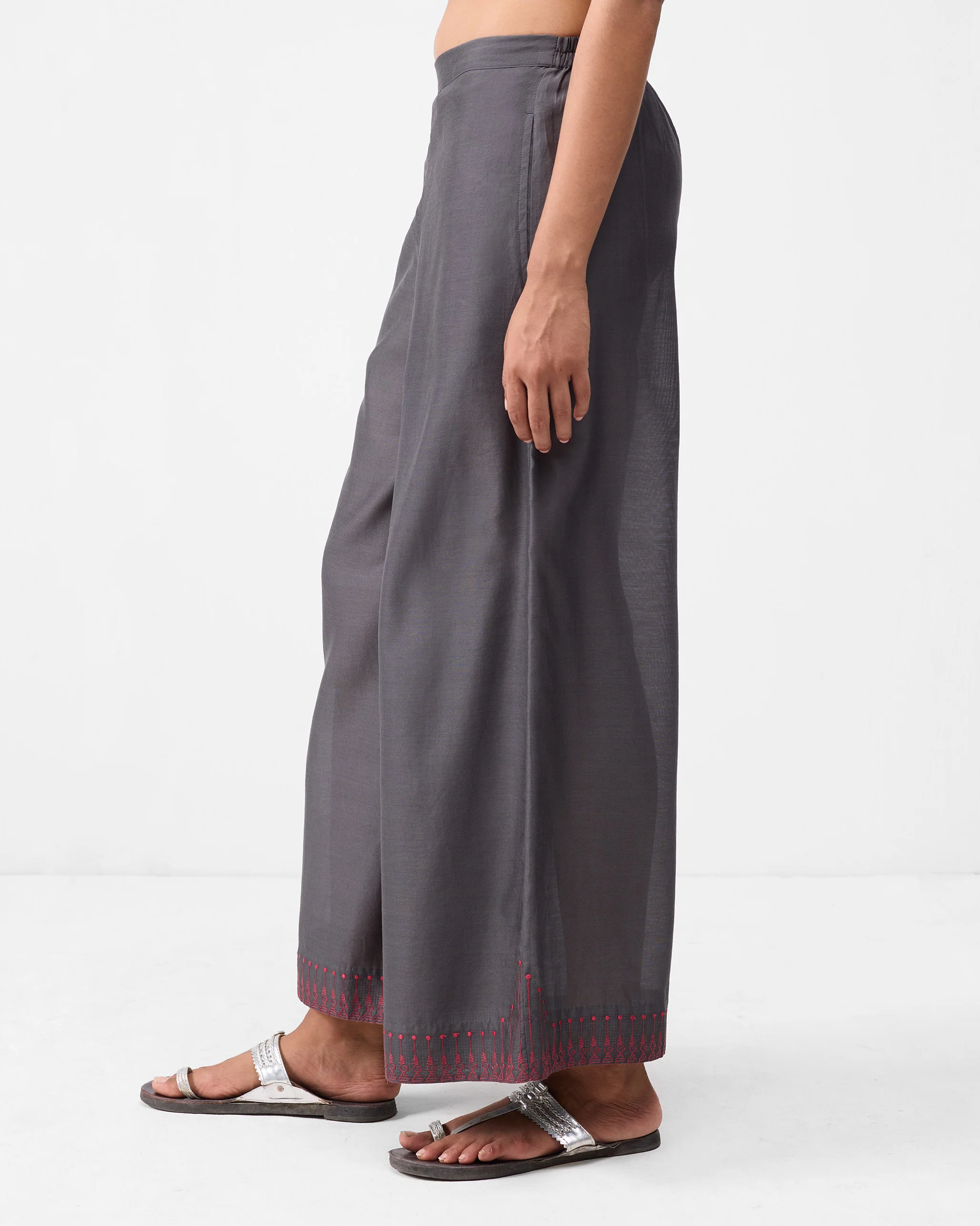 Basic Pyjamas - Charcoal & Watermelon Embroidered - Image 3