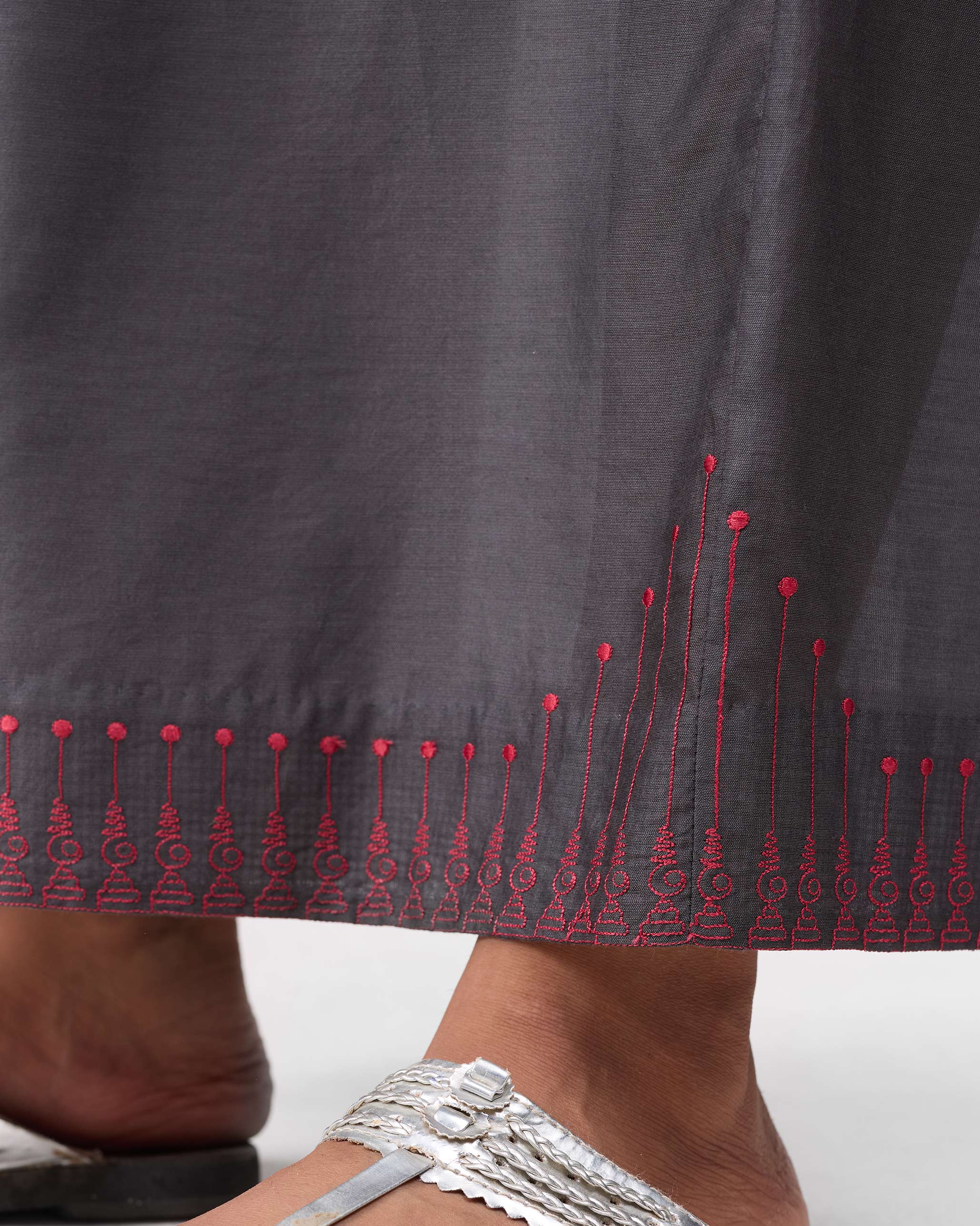 Basic Pyjamas - Charcoal & Watermelon Embroidered - Image 4
