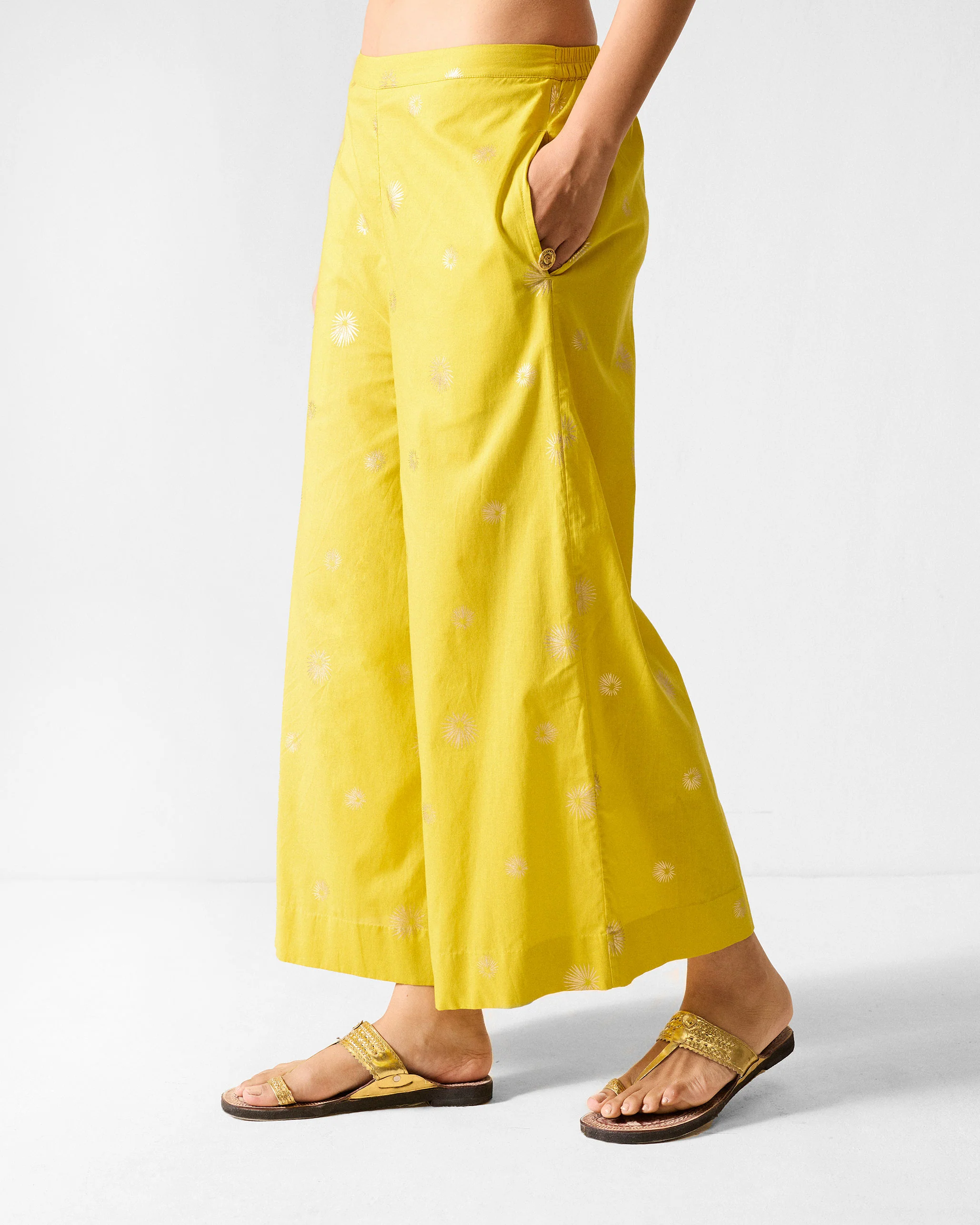 Basic Pyjamas - Chartreuse & Gold Printed - Image 3