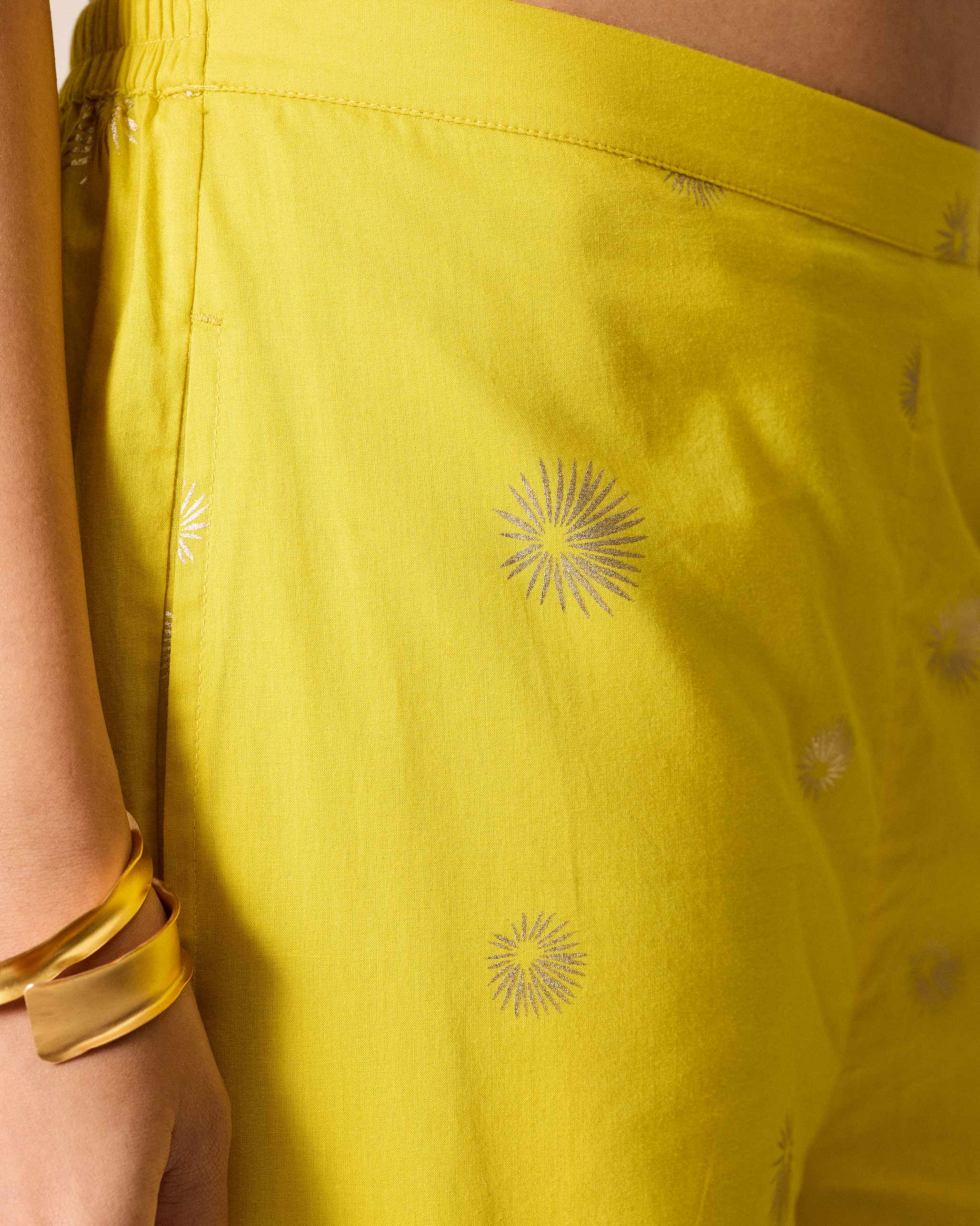 Basic Pyjamas - Chartreuse & Gold Printed - Image 4