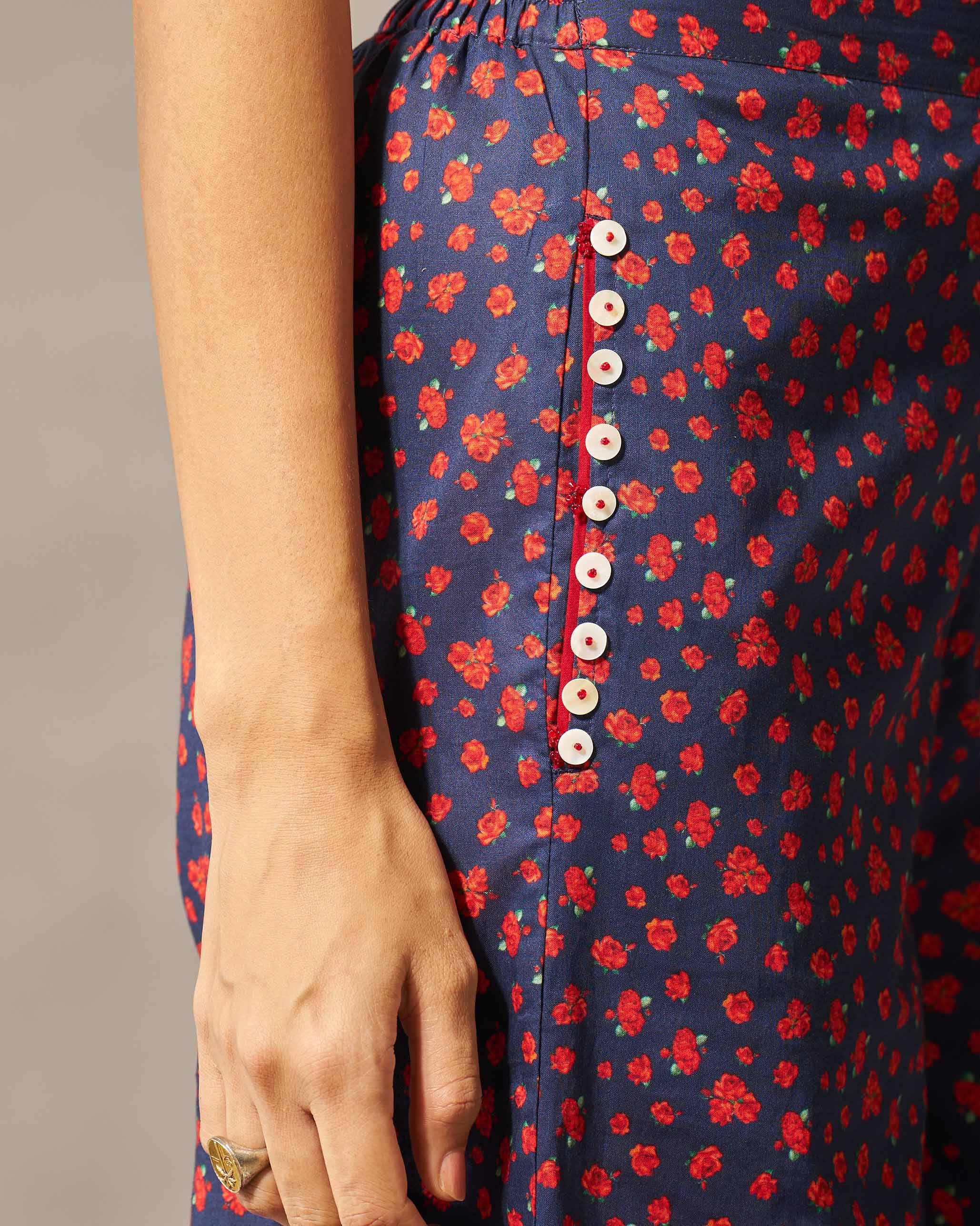 Basic Pyjamas - Navy & Red Print - Image 2
