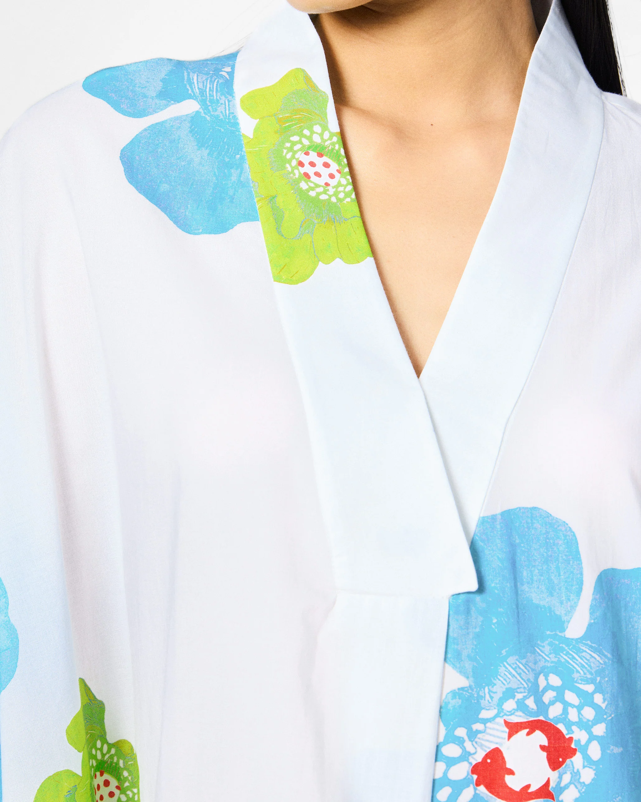 Bea Kaftan - White & Blue Printed - Image 6
