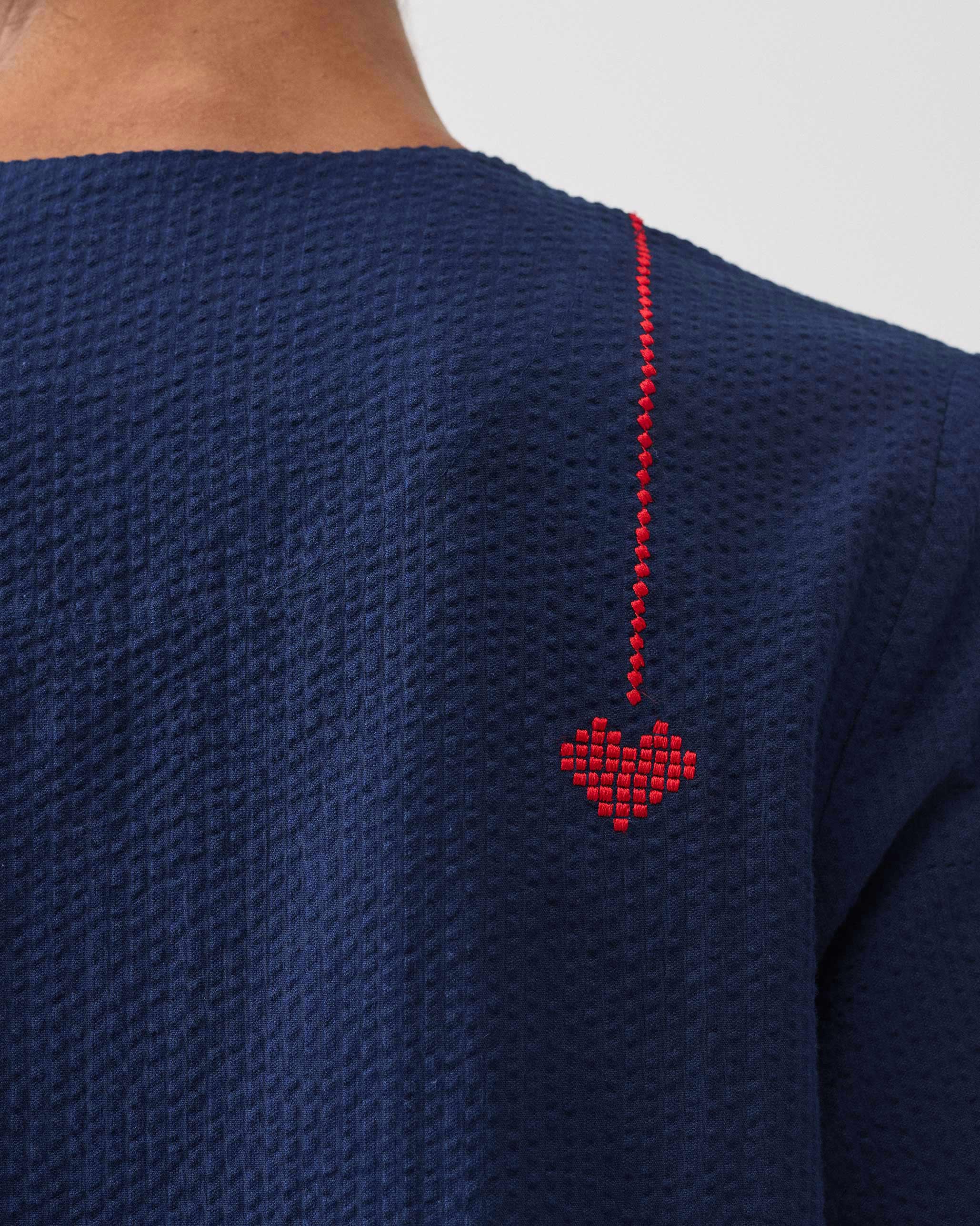 Bell Sleeves Kurta - Navy Seersucker - Image 2