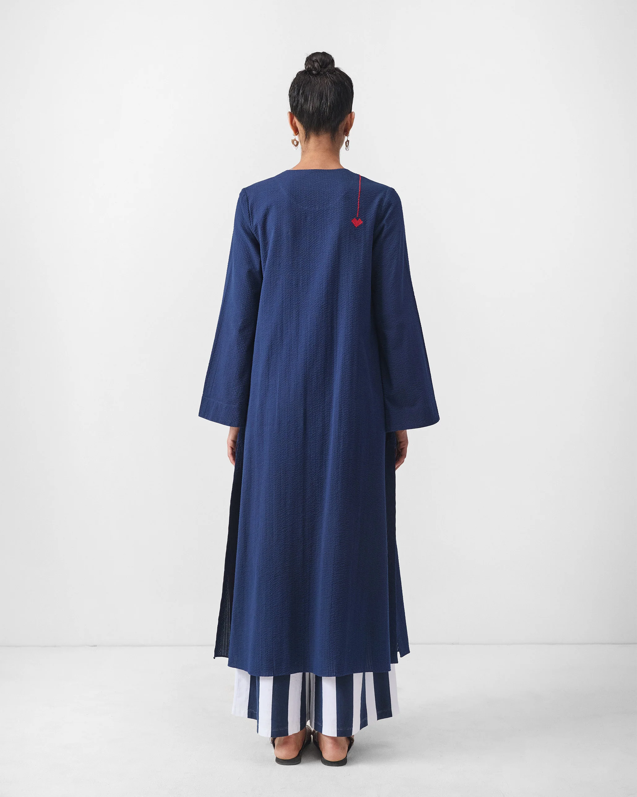Bell Sleeves Kurta - Navy Seersucker - Image 4