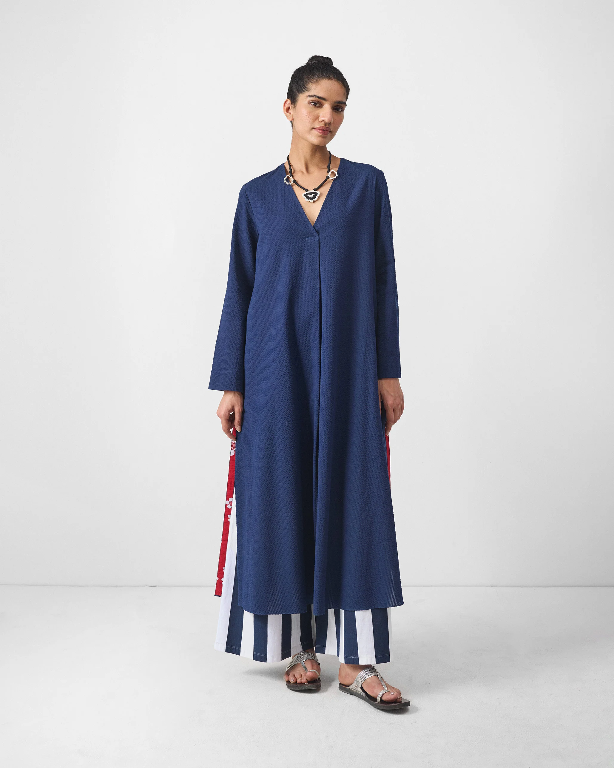 Bell Sleeves Kurta - Navy Seersucker - Image 5