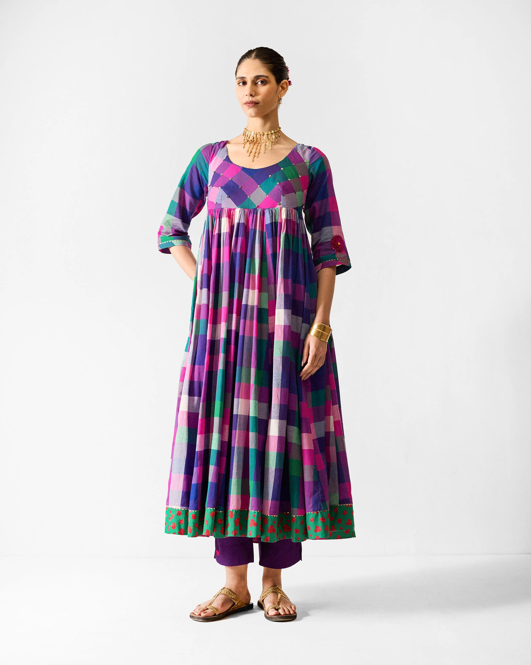 Belur Kurta - Multicolour Checks - Image 10