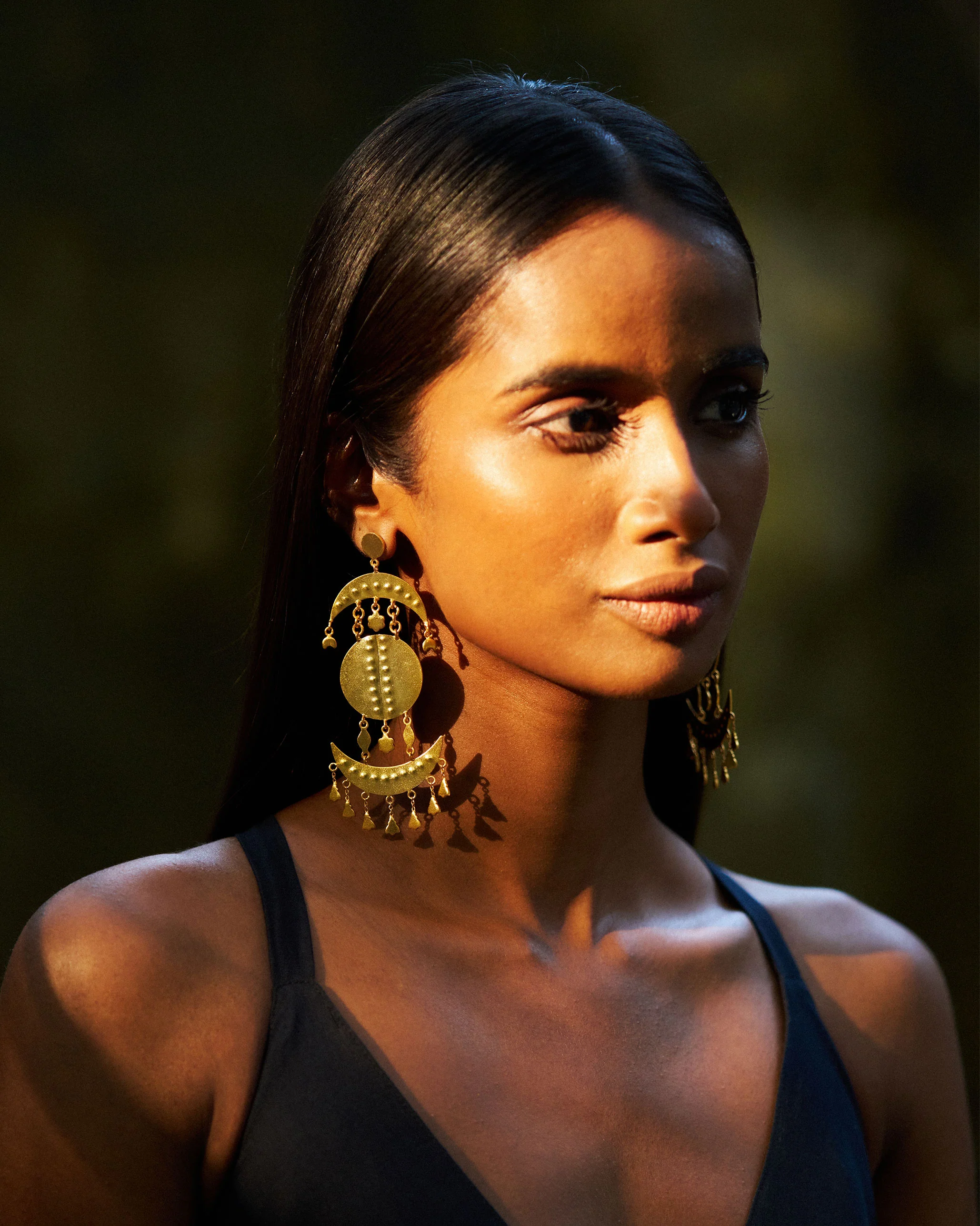 Berber Moon Danglers - Gold - Image 4
