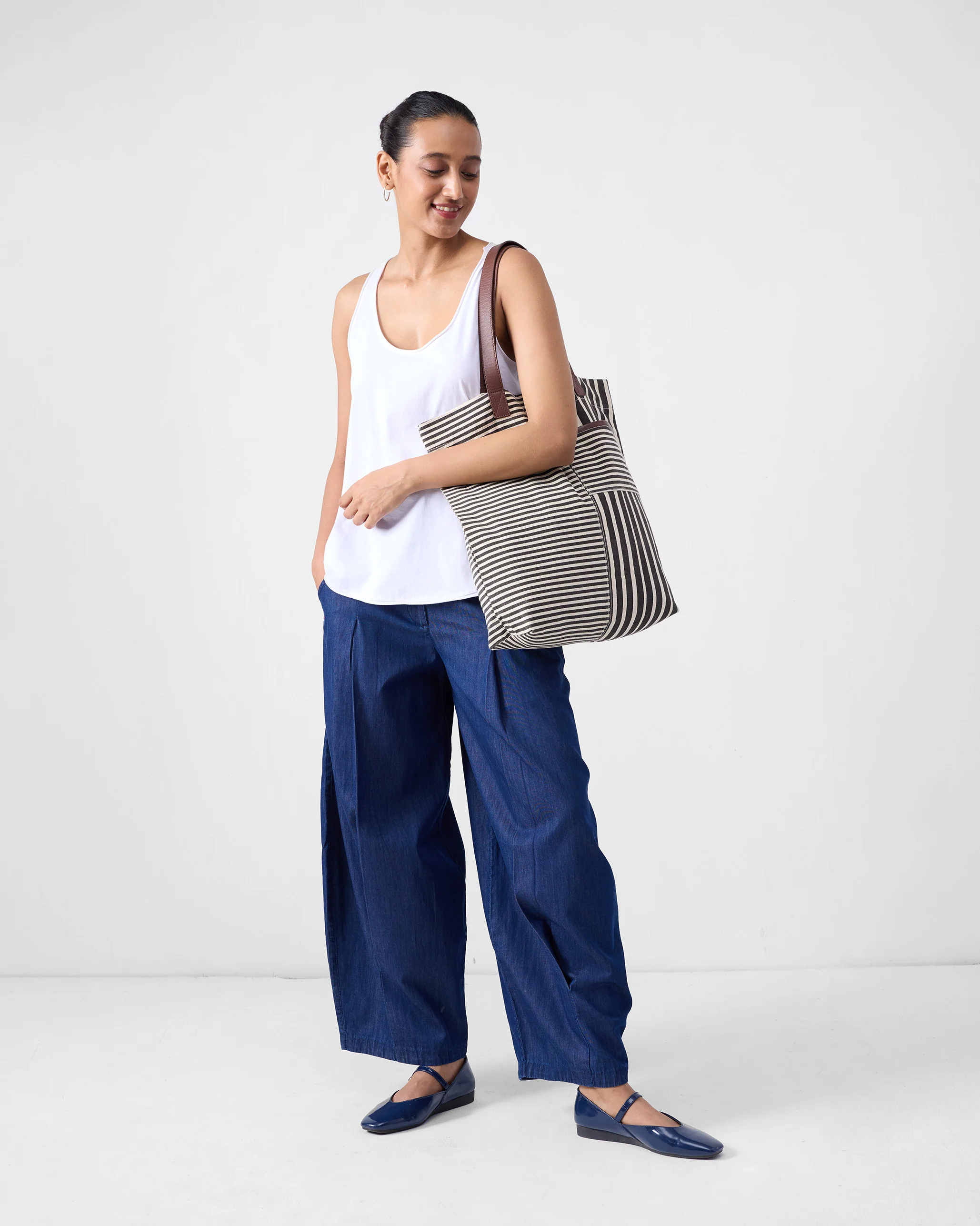 Berber Stripe Tote - Charcoal Stripes - Image 7