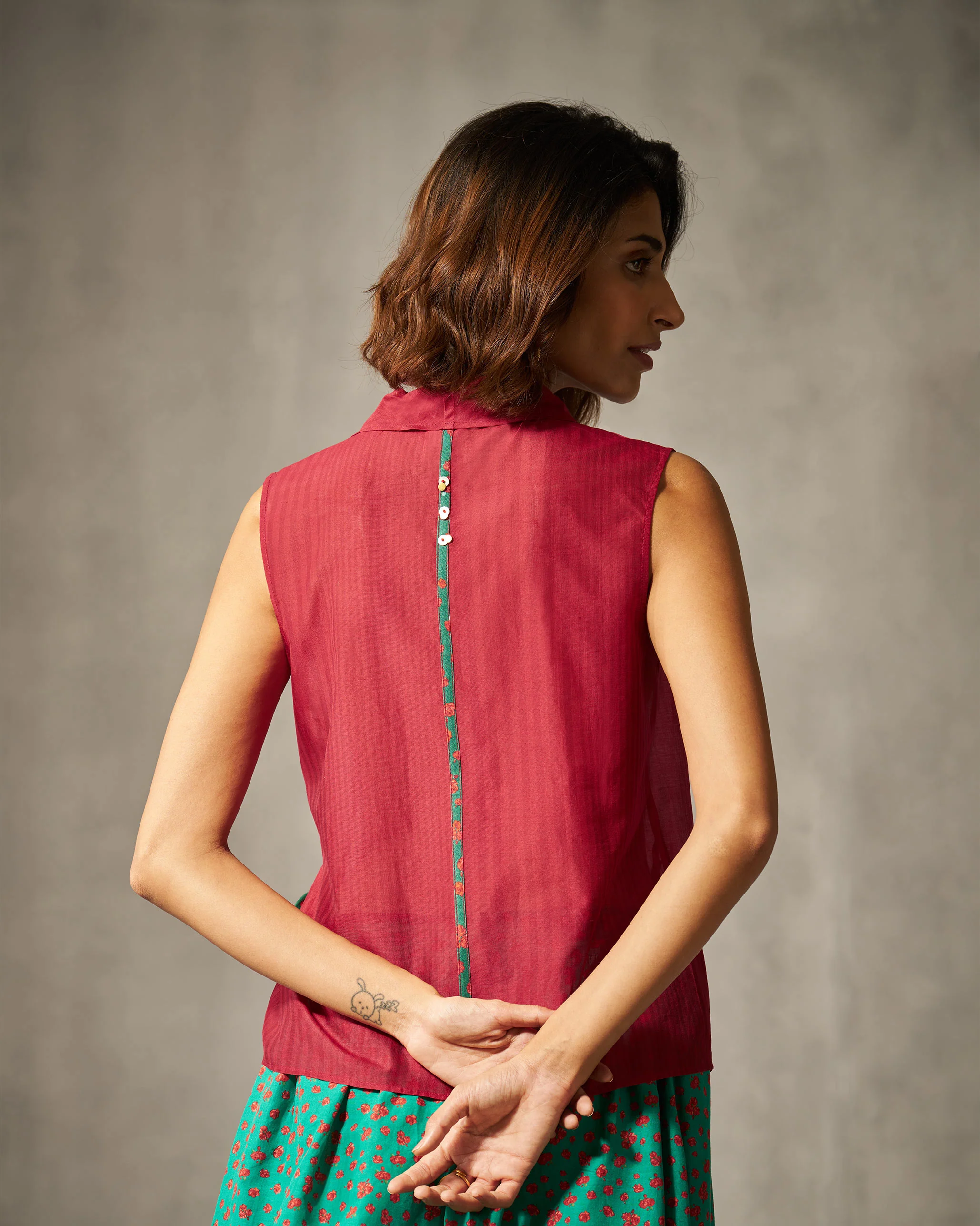Berber Wrap Top - Red Stripes - Image 2