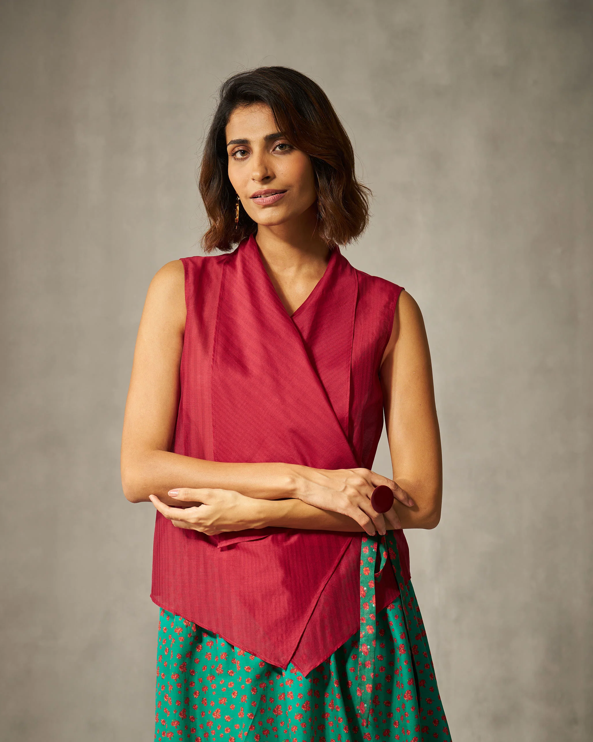 Berber Wrap Top - Red Stripes - Image 5