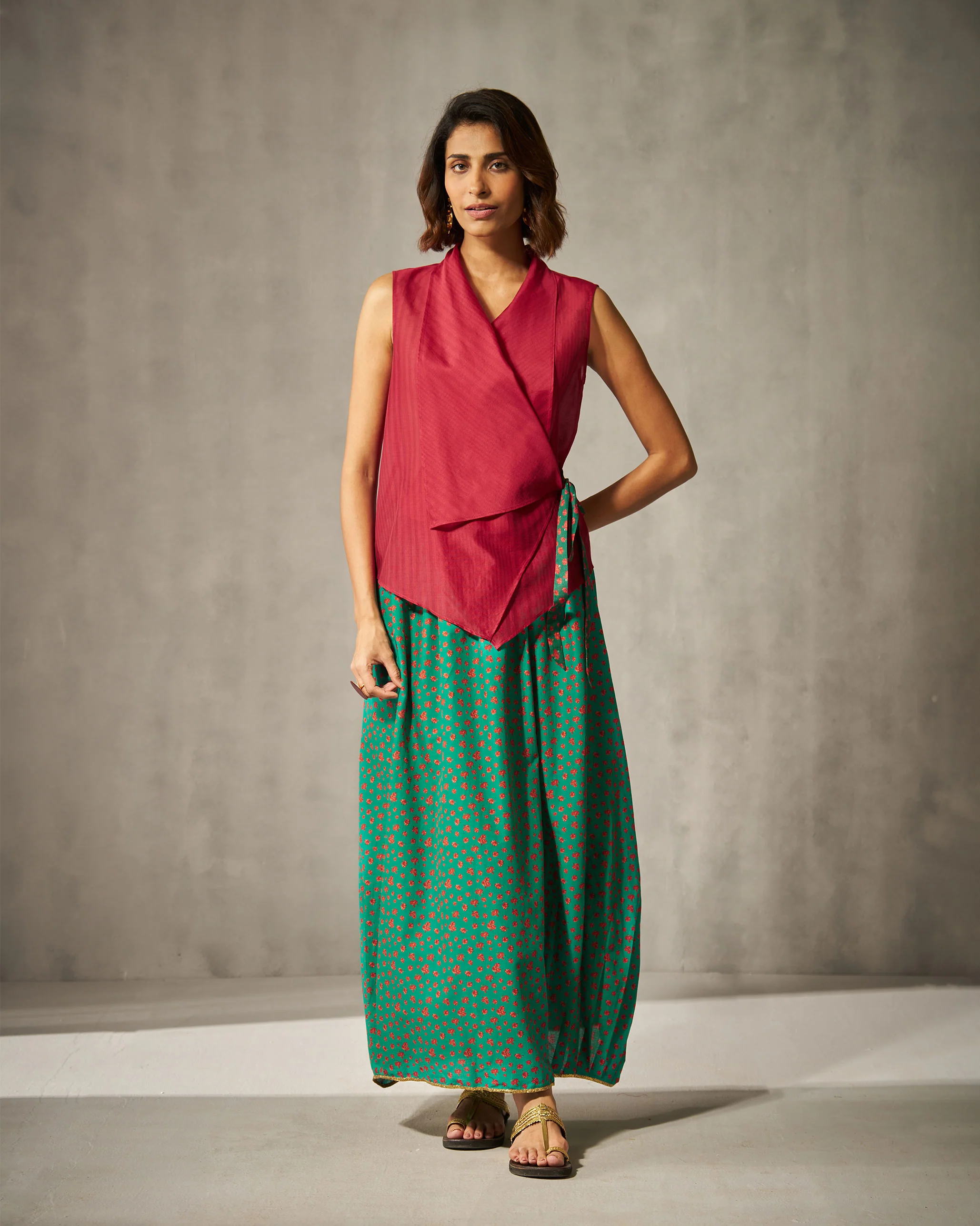 Berber Wrap Top - Red Stripes - Image 6