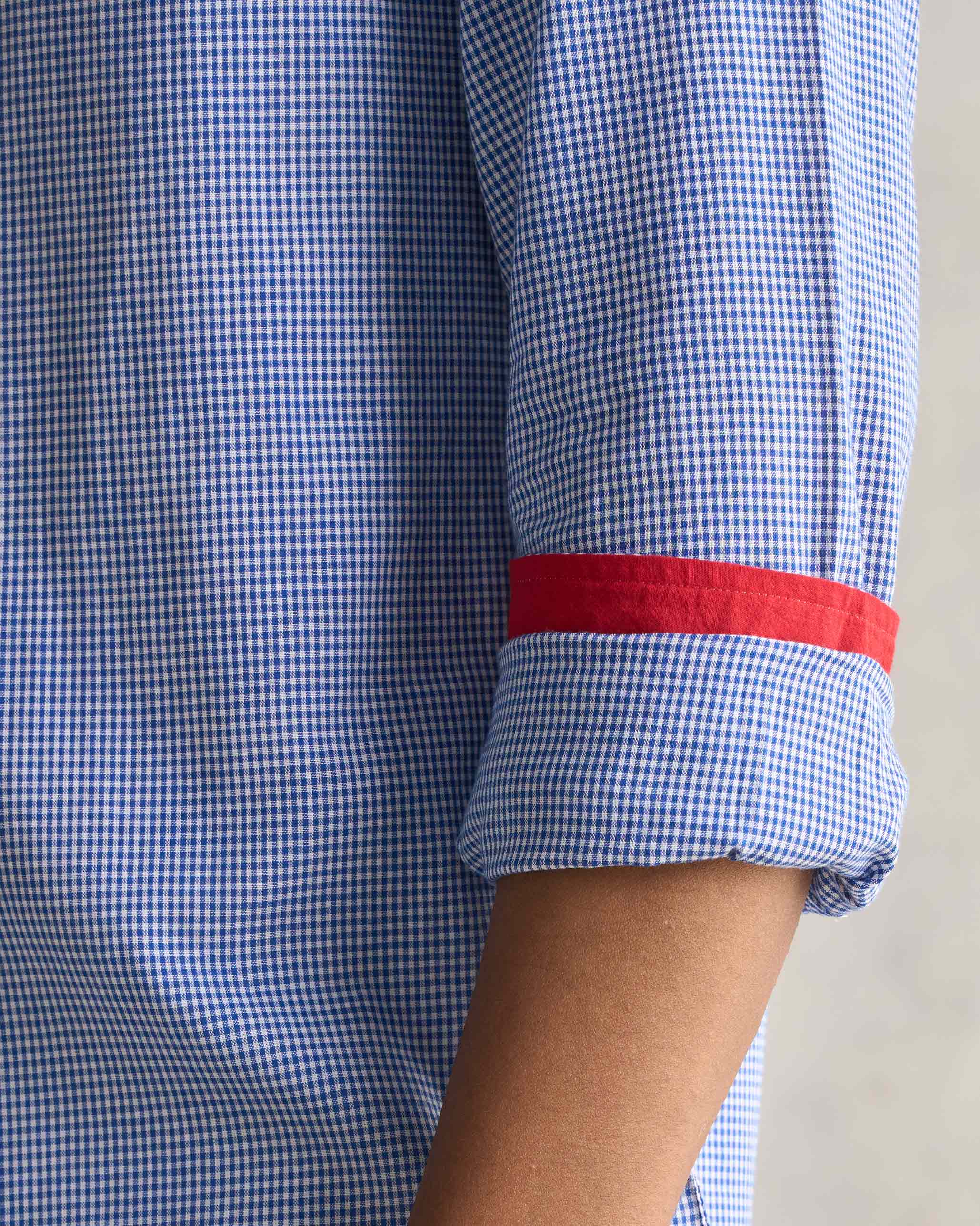 Bias Placket Shirt - Blue Checks - Image 4