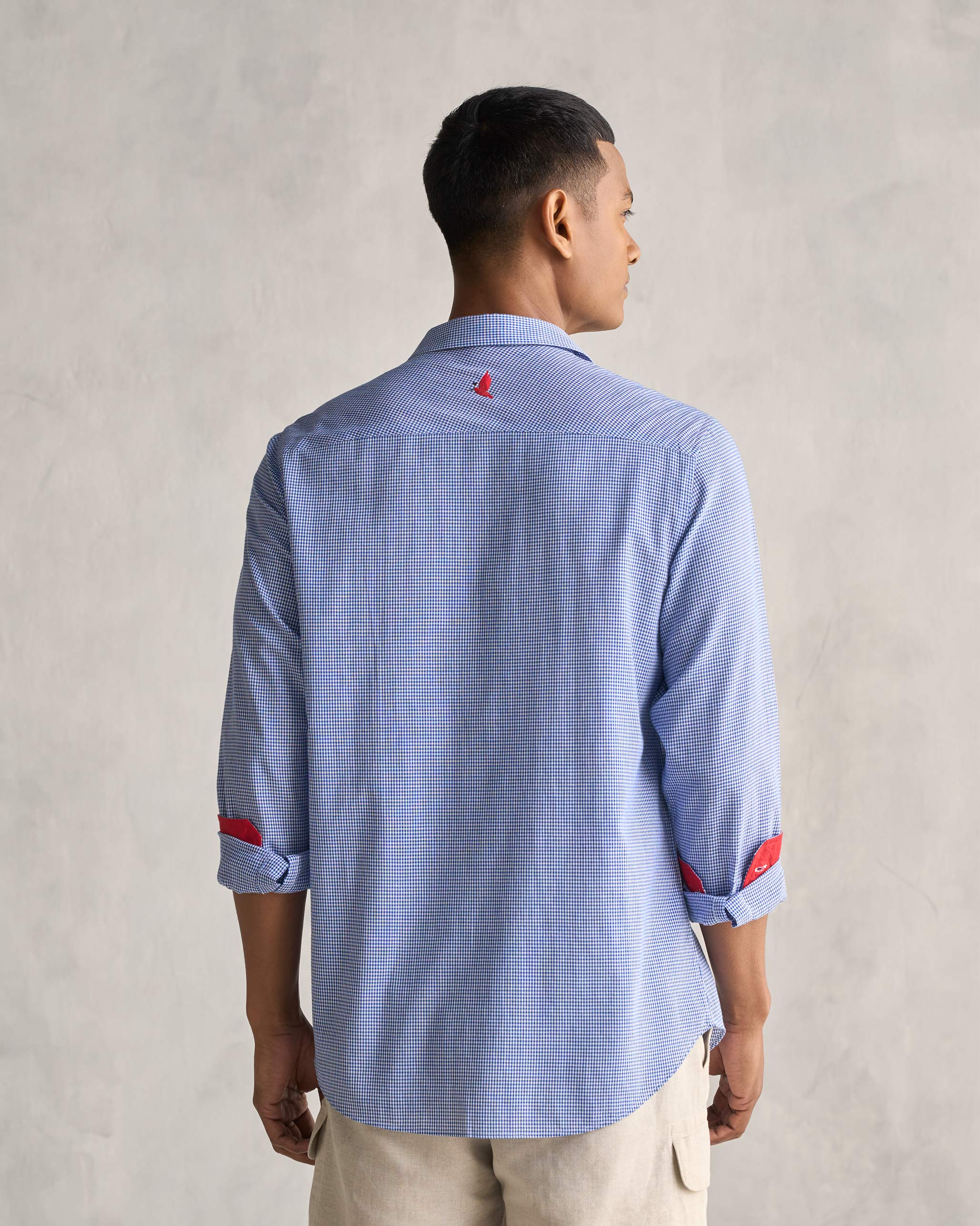 Bias Placket Shirt - Blue Checks - Image 5