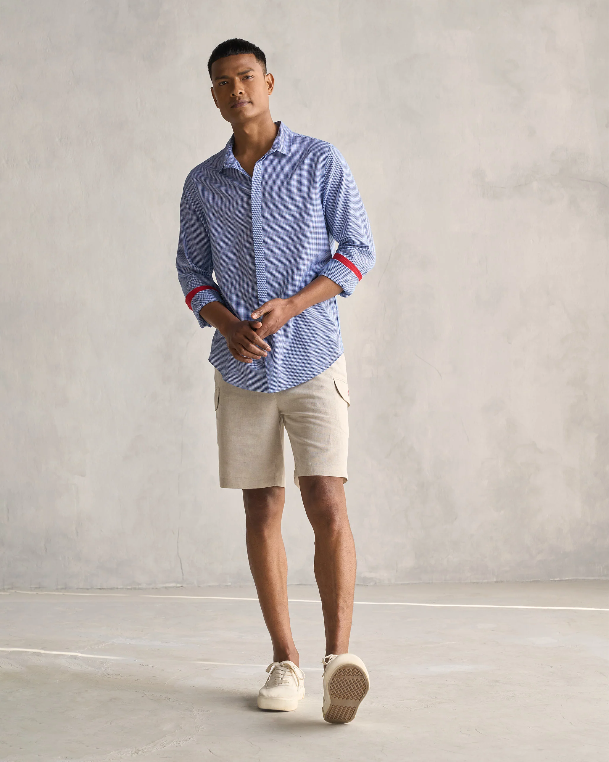 Bias Placket Shirt - Blue Checks - Image 7