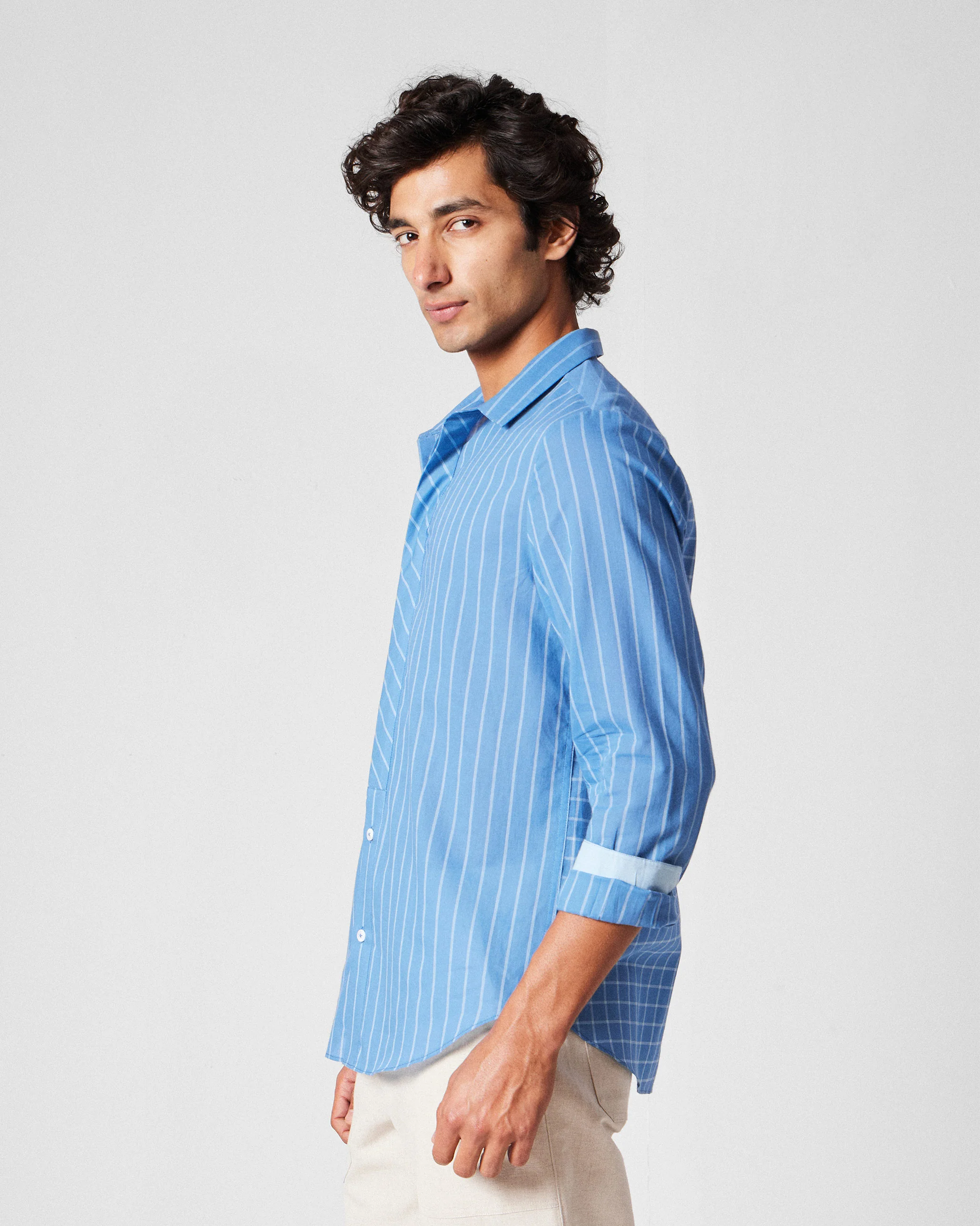 Bias Placket Shirt - Riverside Blue Checks - Image 2