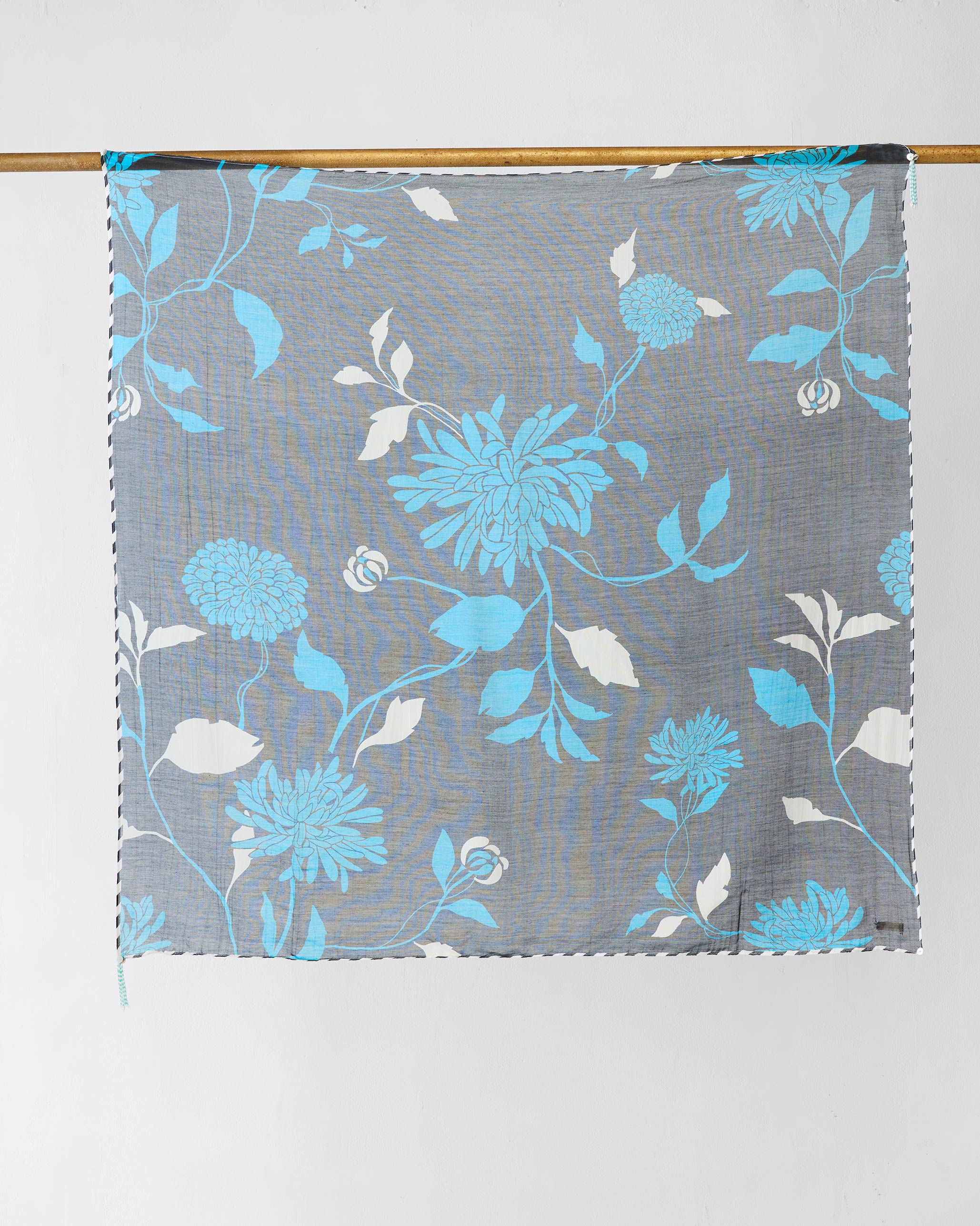 Big Floral Scarf - Black - Image 3
