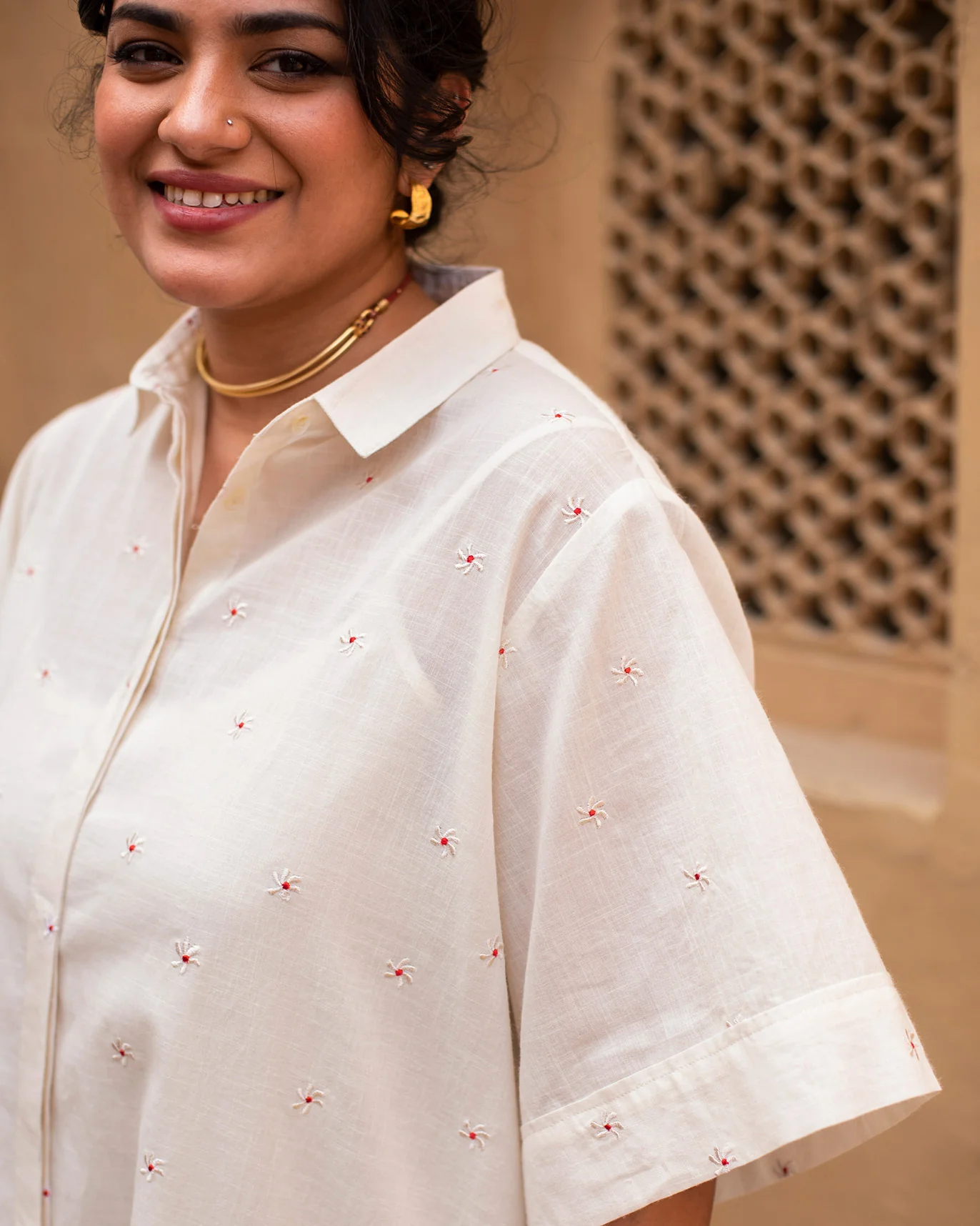 Big Shirt Dress with Slip - Ivory - Image 2