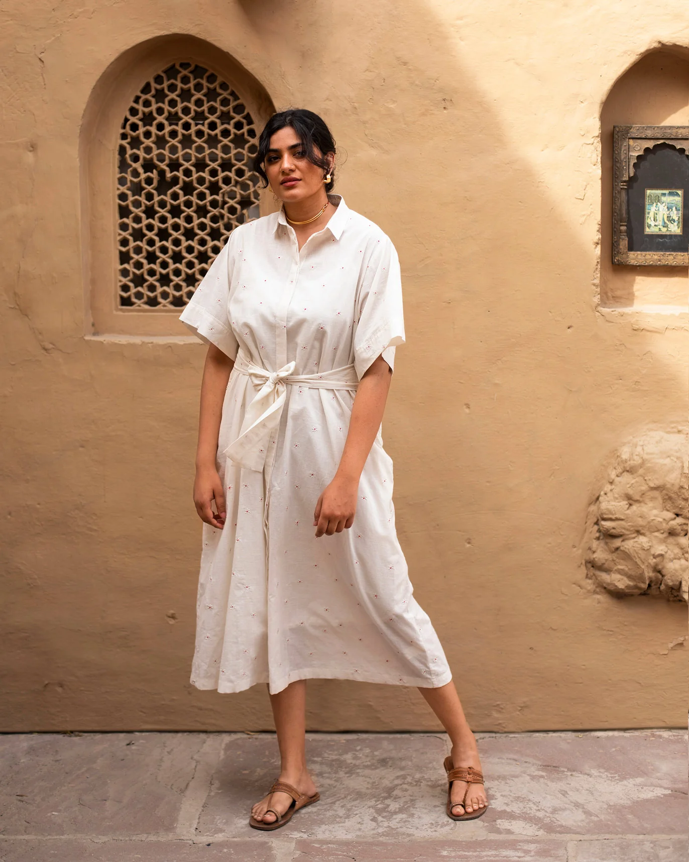 Big Shirt Dress with Slip - Ivory - Image 4