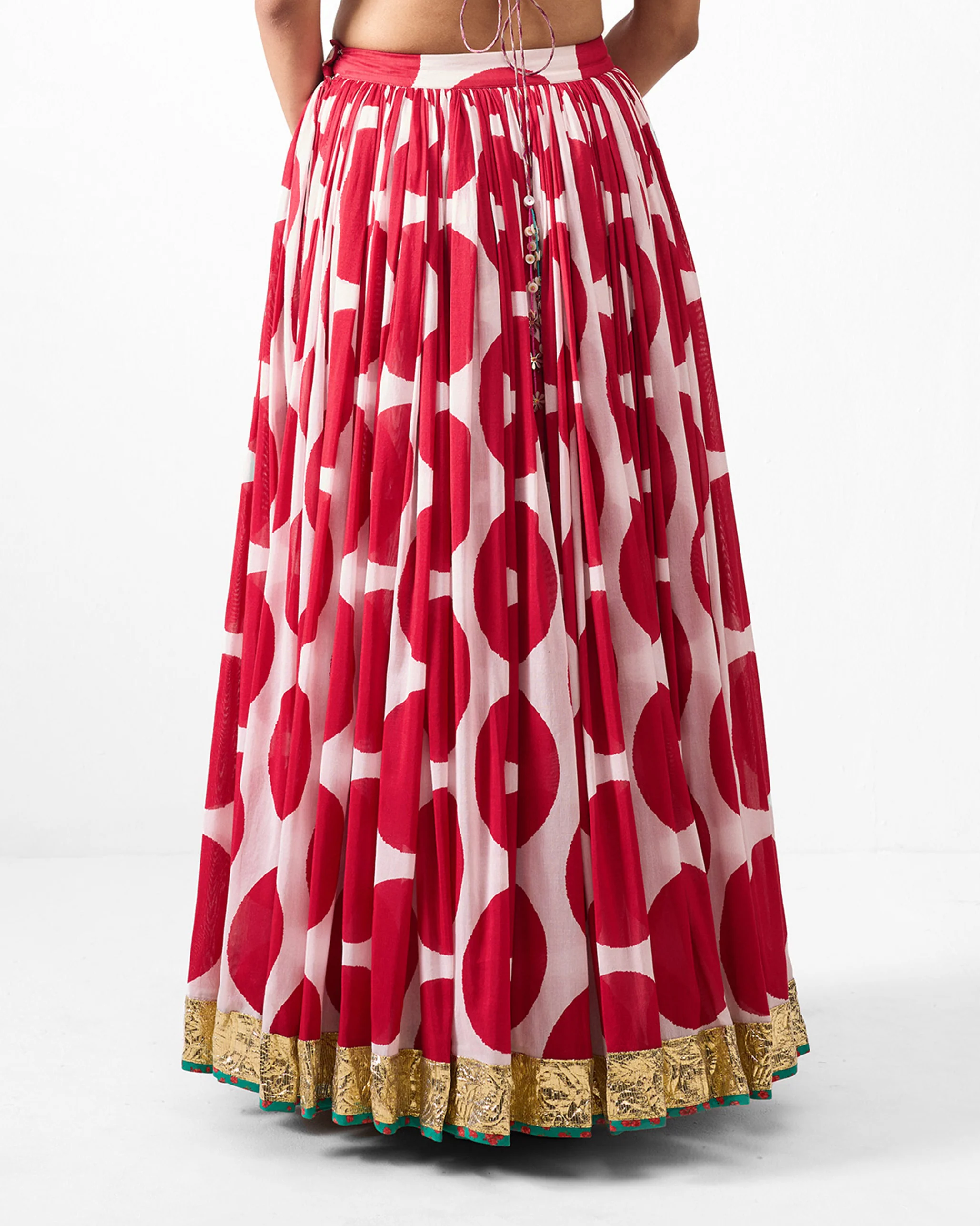 Bindu Skirt - Red & Ivory Printed - Image 2
