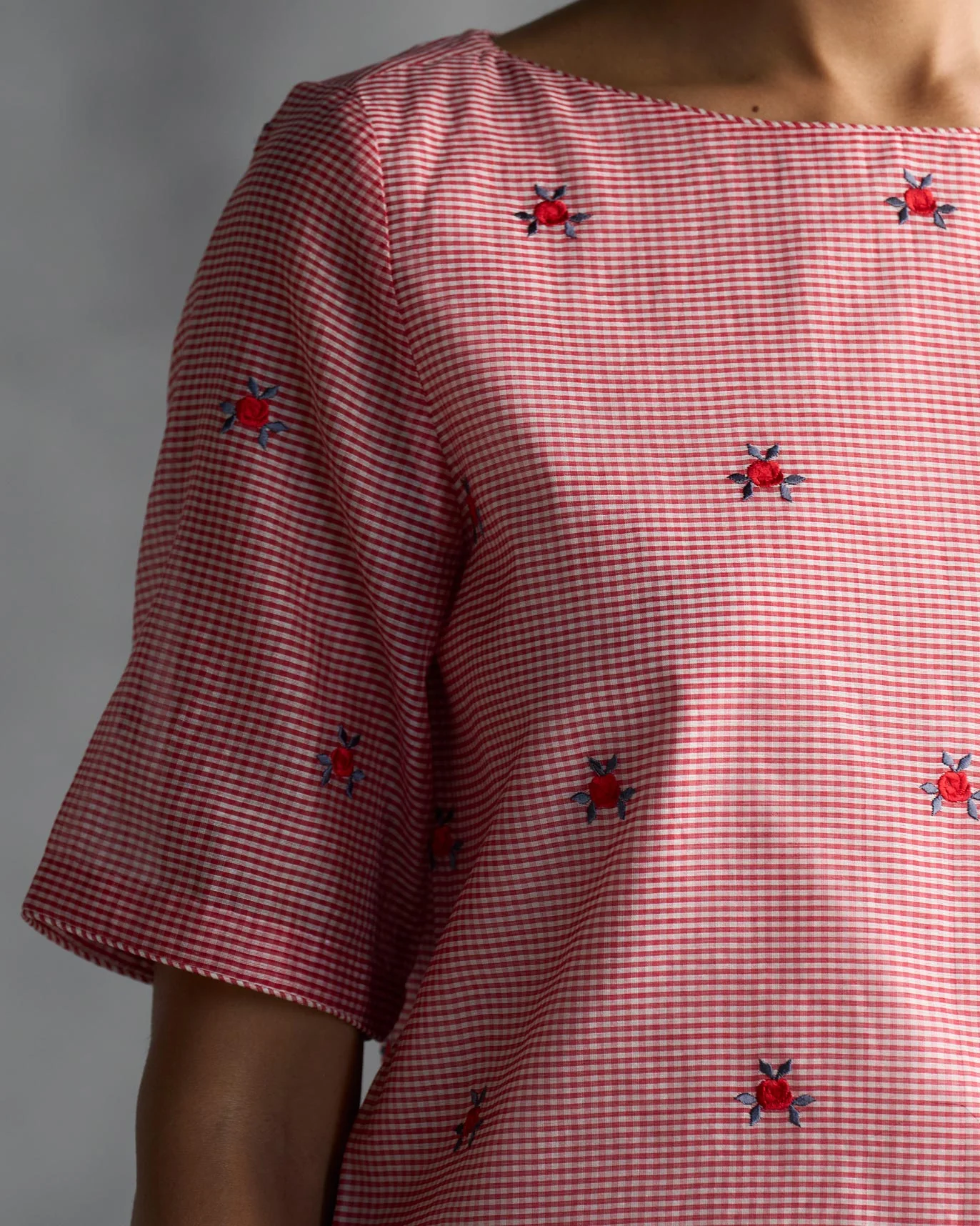 Boat Neck Blouse - Red - Image 2