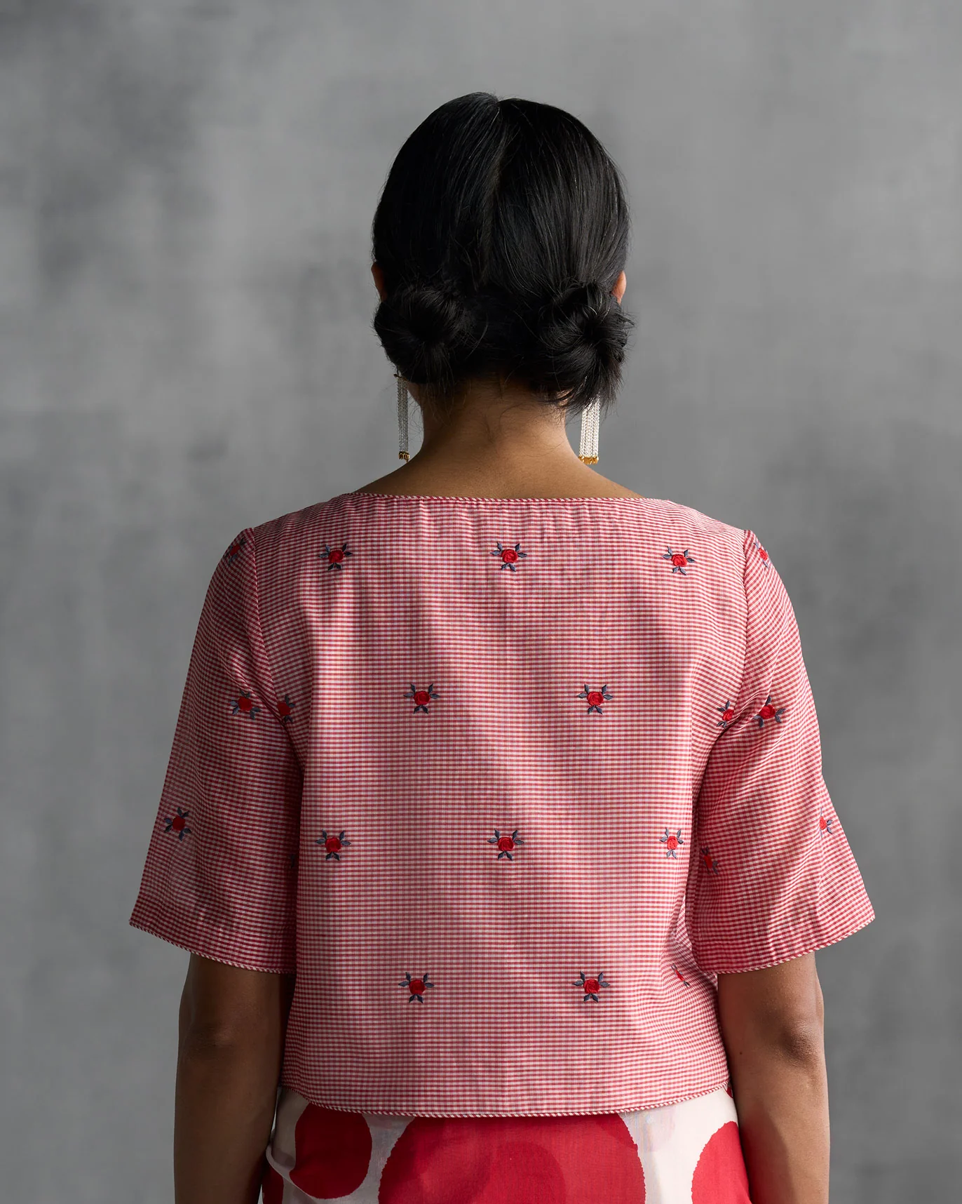 Boat Neck Blouse - Red - Image 3