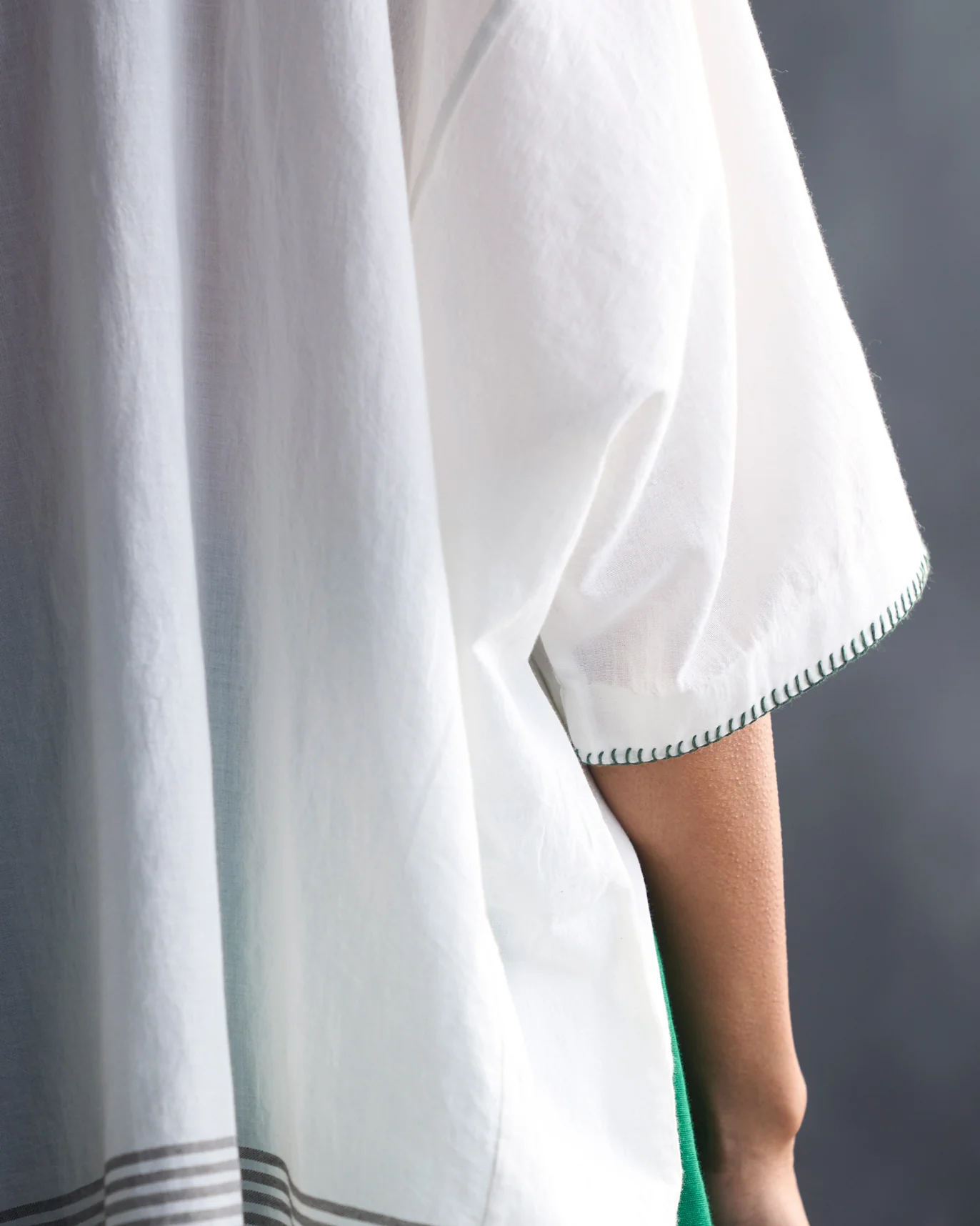 Boat Neck Top - White & Green - Image 6