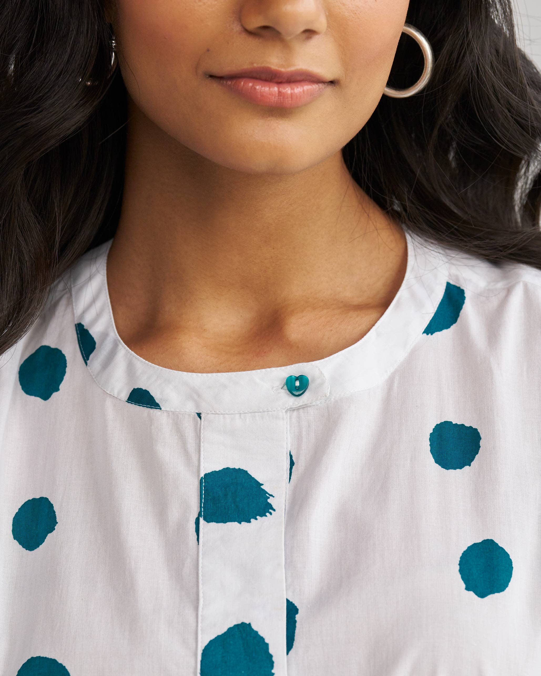 Boba Panelled Kurta - White & Teal Tssxnb - Image 2