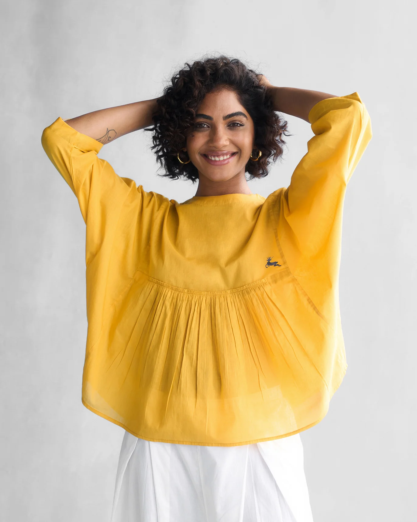 Bougainvillea Sleeve Top - Ochre - Image 5