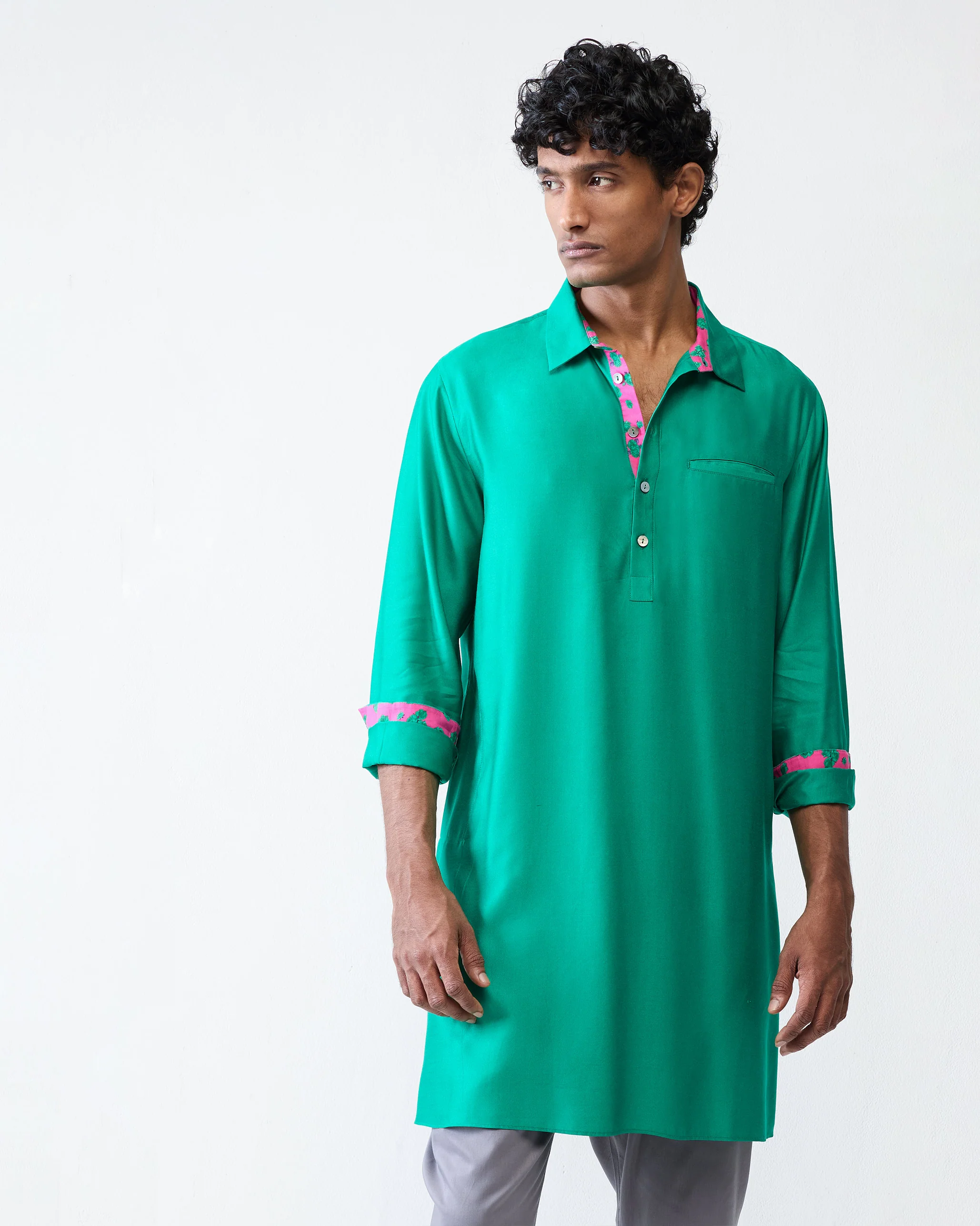 Bouquet Kurta - Emerald Green