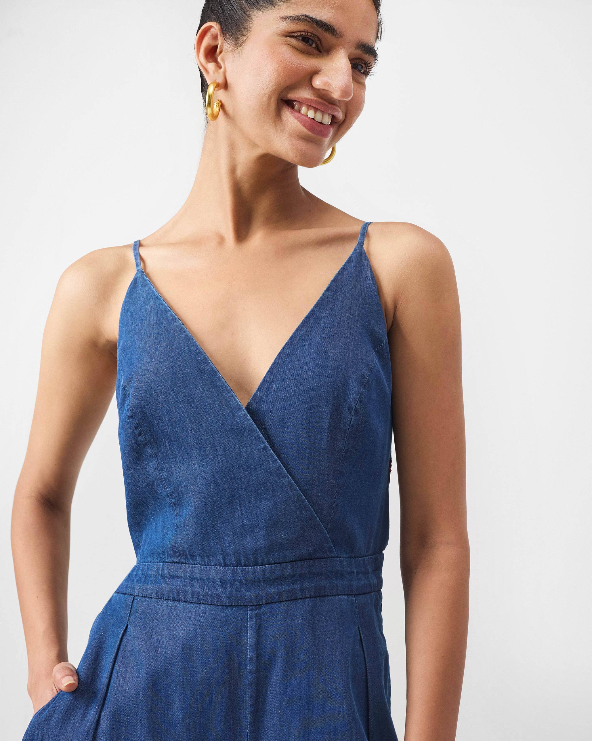 Bow Jumpsuit - Denim - Image 2
