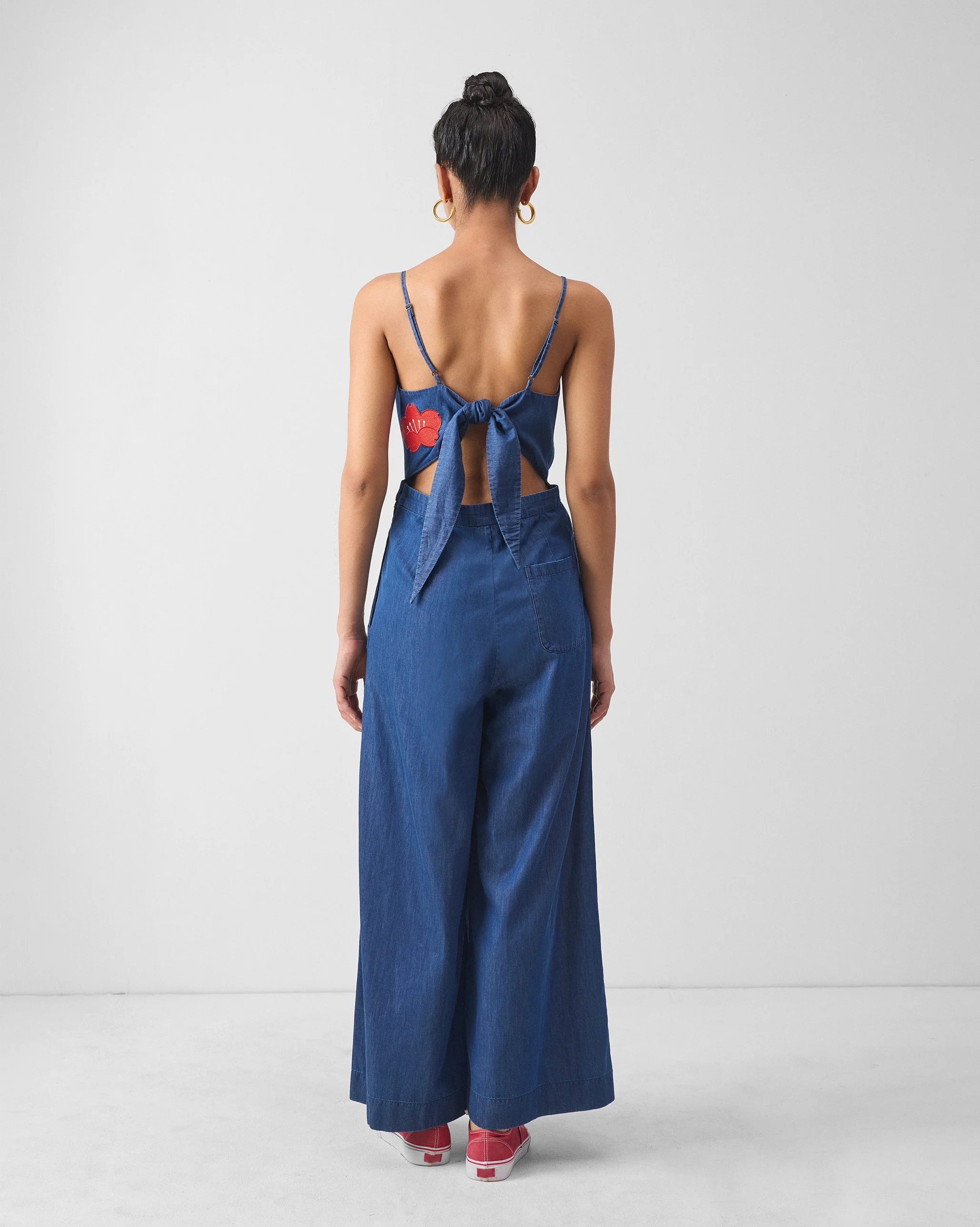Bow Jumpsuit - Denim - Image 4