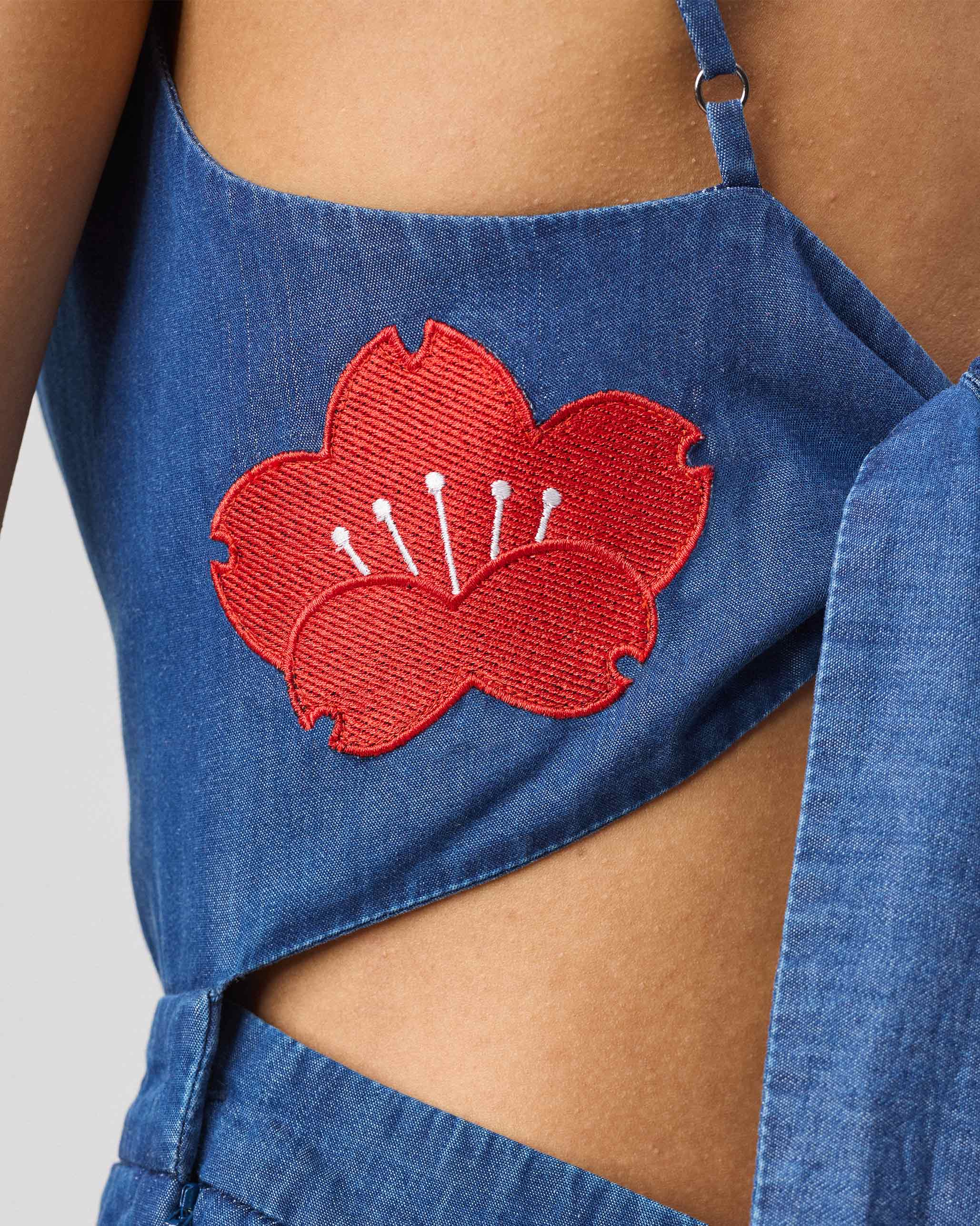 Bow Jumpsuit - Denim - Image 5