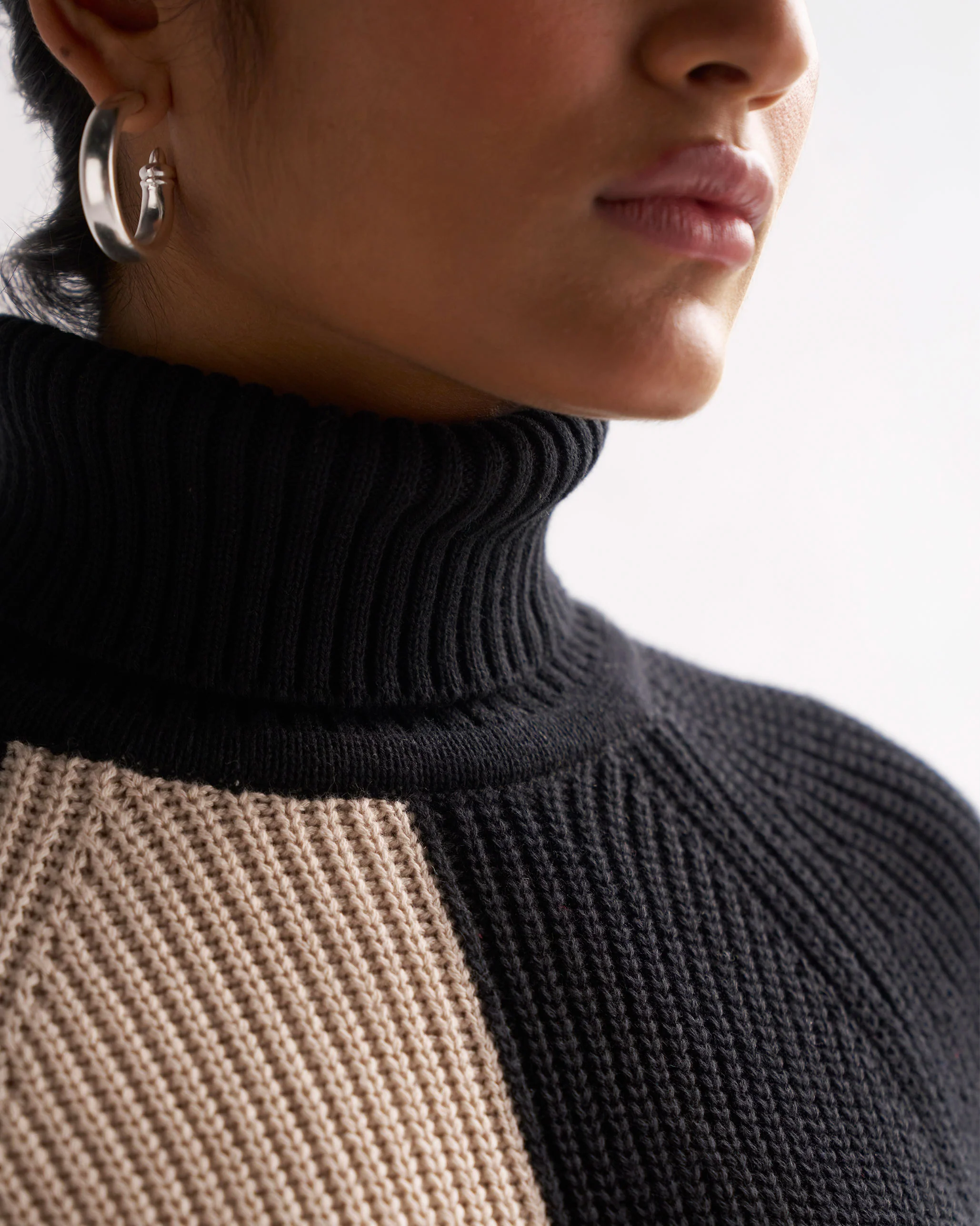Boxed High Neck Sweater - Oatmeal - Image 2