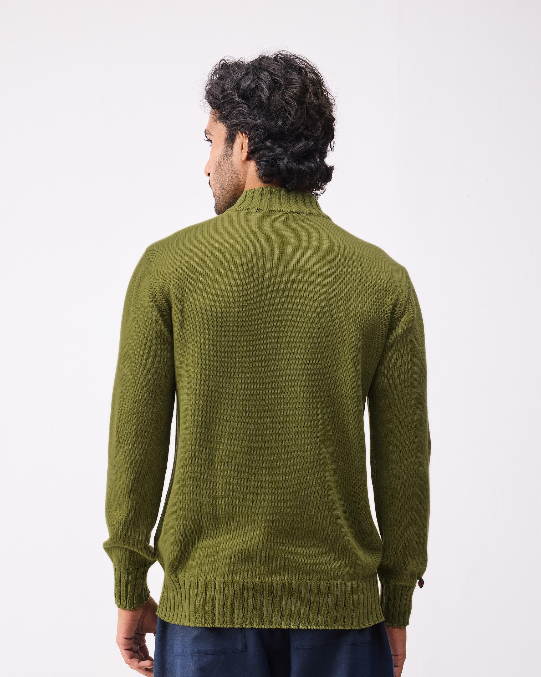 Boxed Sweater - Olive & Oatmeal - Image 4