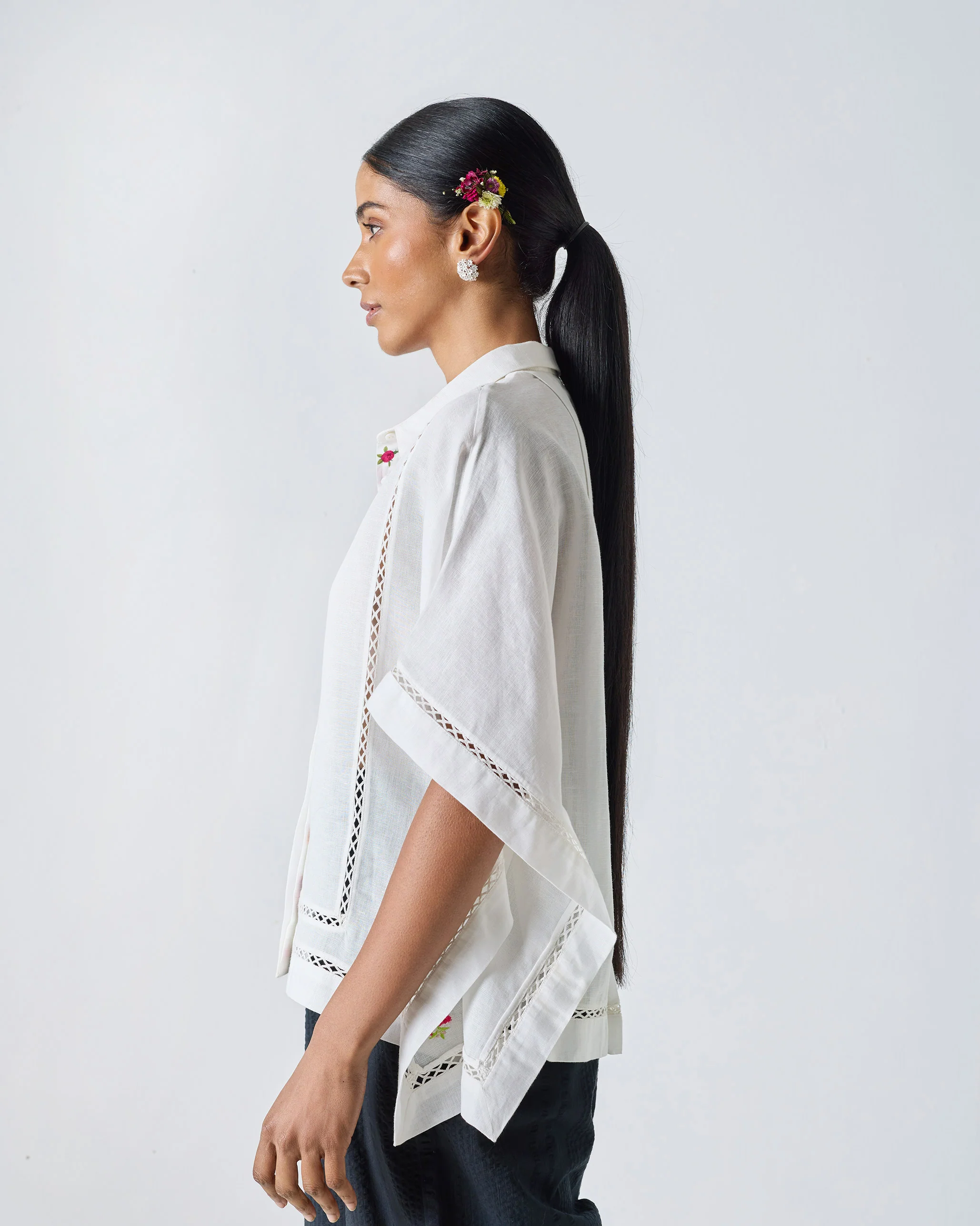 Boxy Kaftan Top - White - Image 3