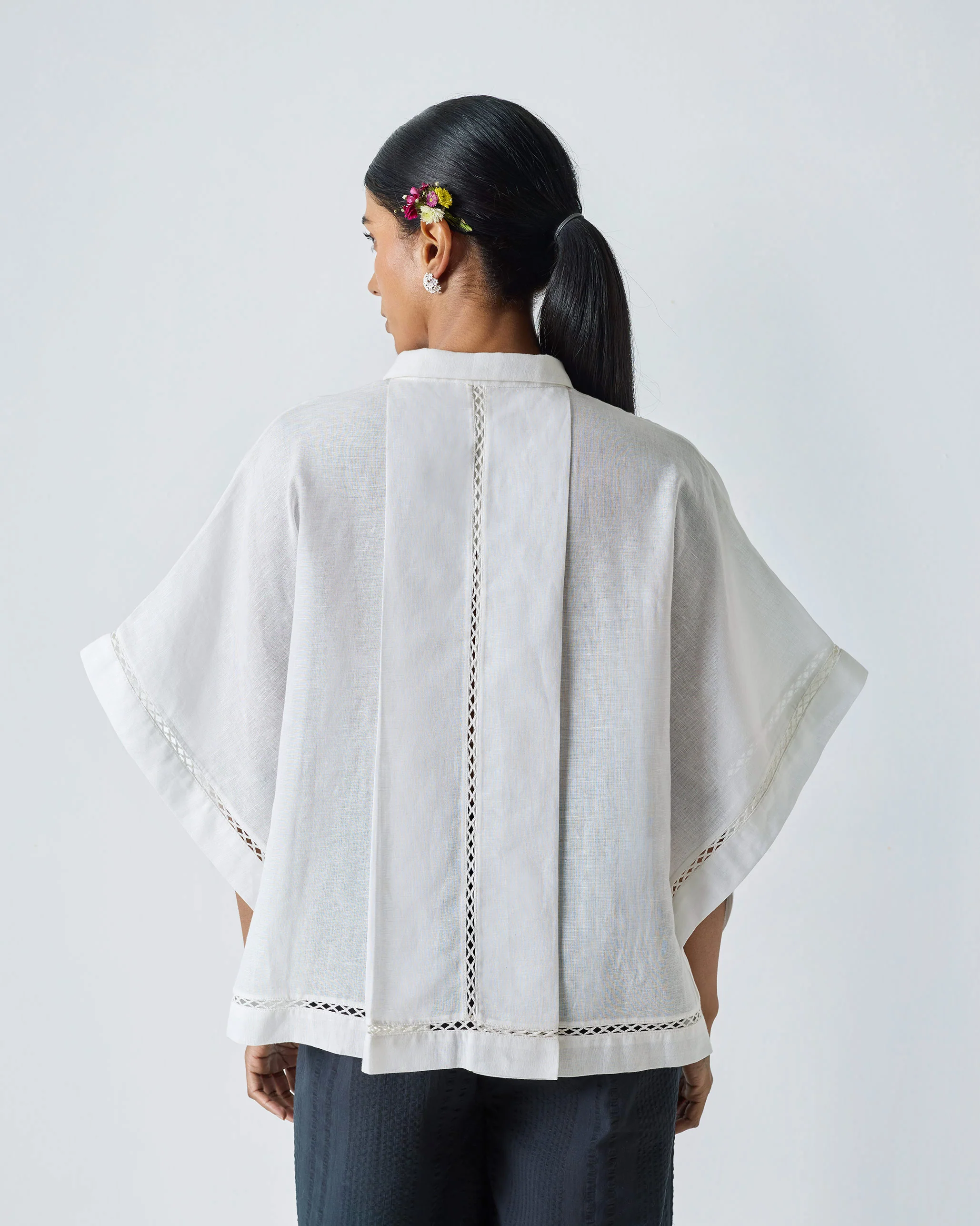 Boxy Kaftan Top - White - Image 4