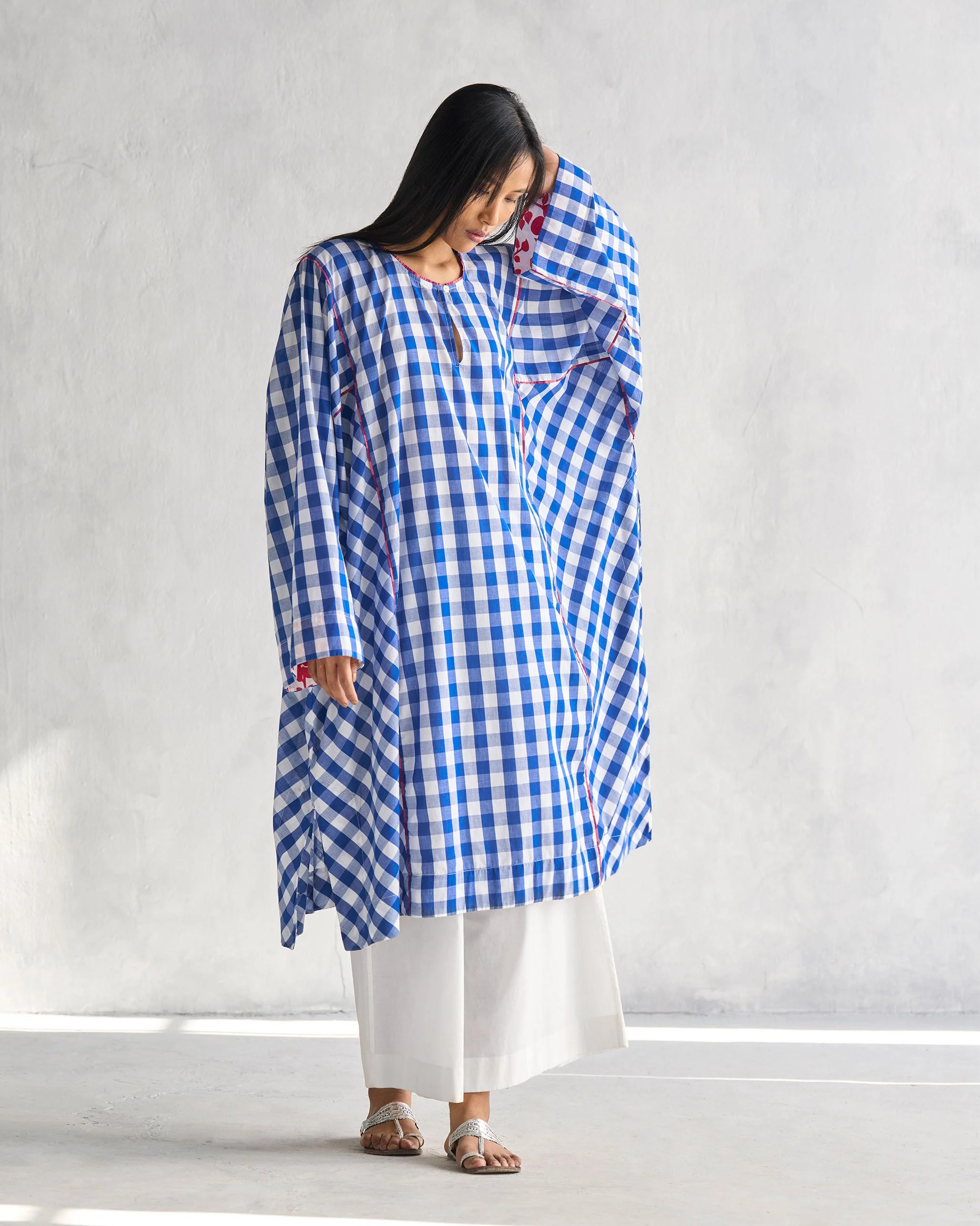 Boxy Pheran - Blue & White - Image 5