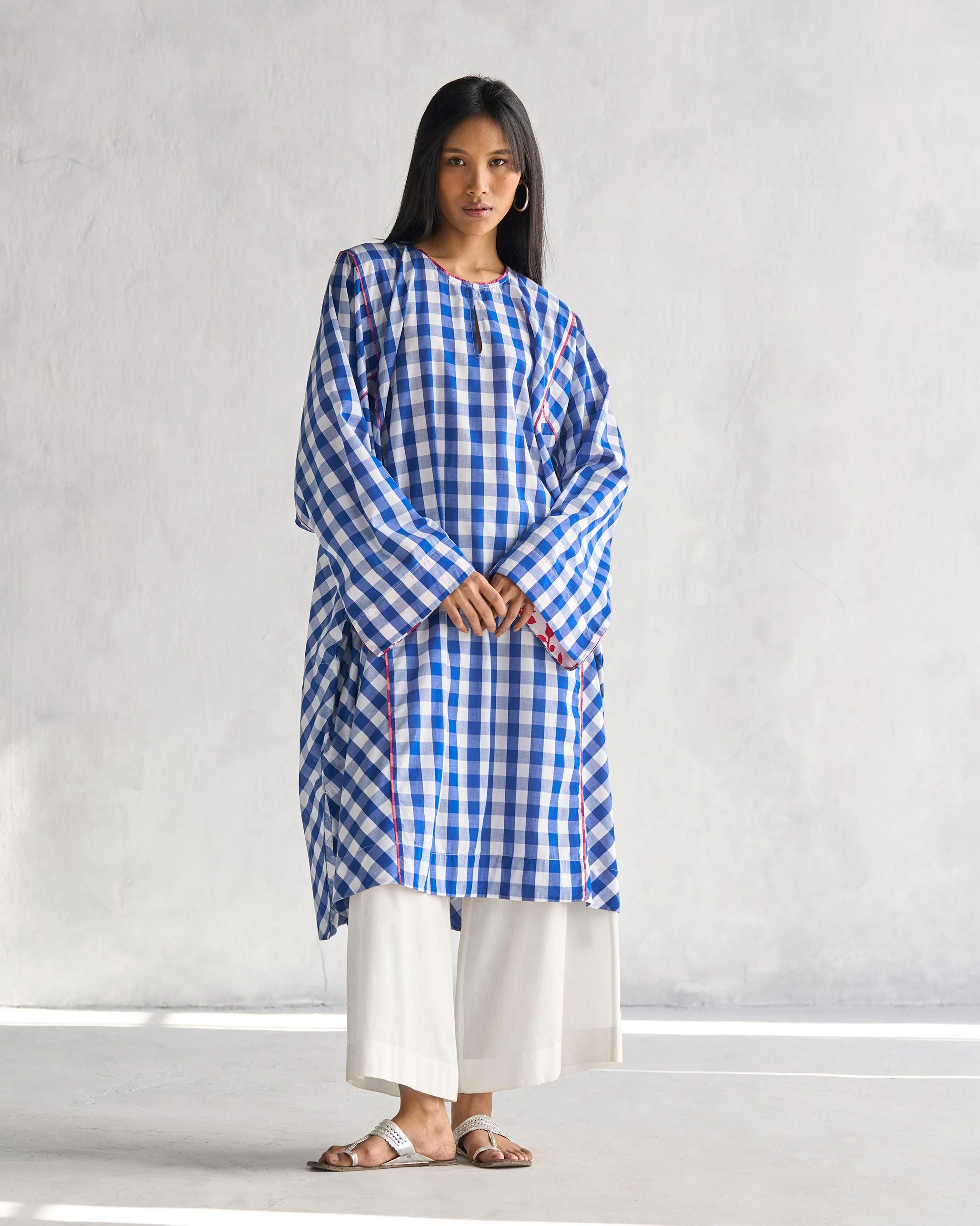 Boxy Pheran - Blue & White - Image 6
