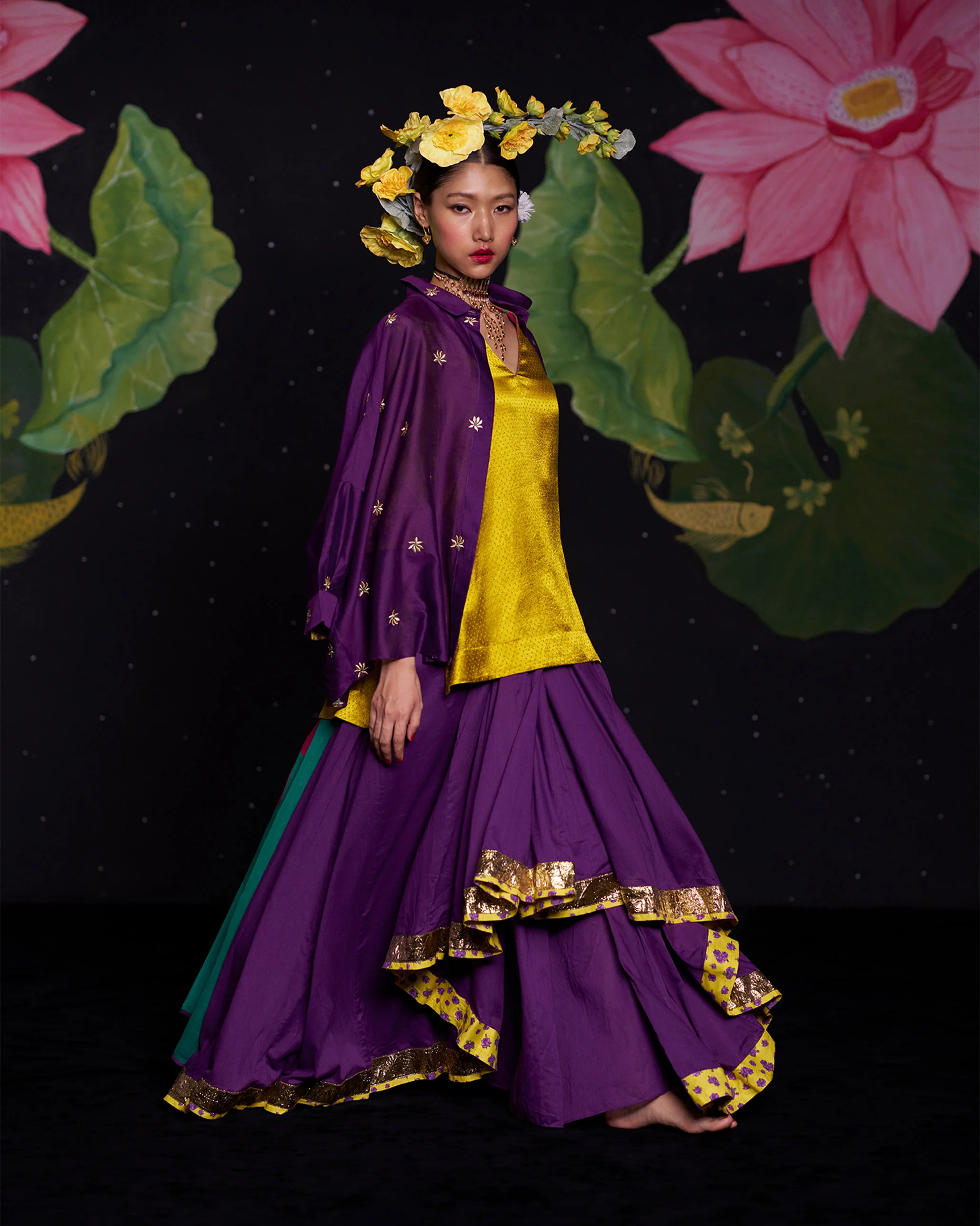 Boxy Shirt - Purple & Gold Embroidered - Image 6