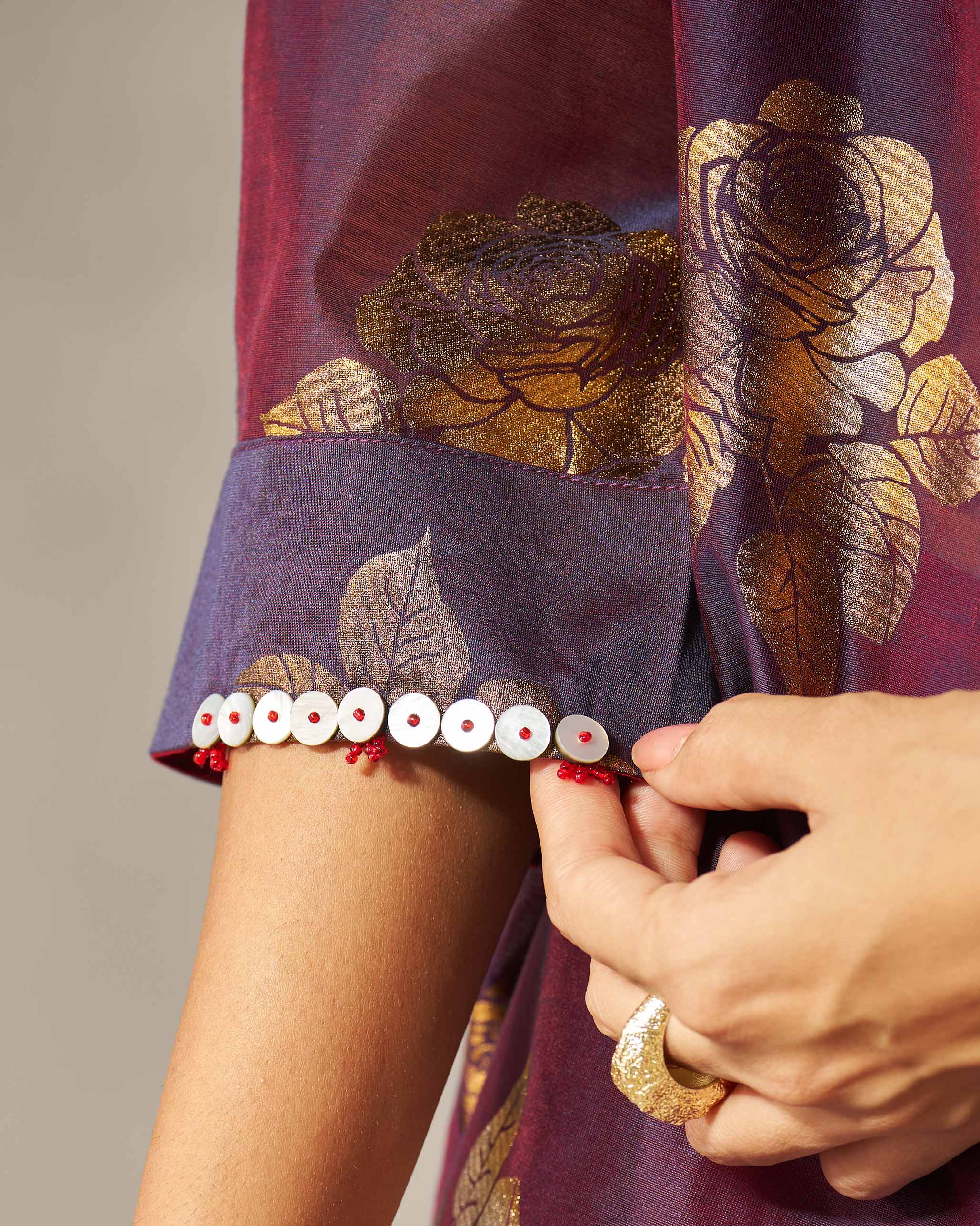 Boxy Shirt - Purple & Gold Print - Image 2
